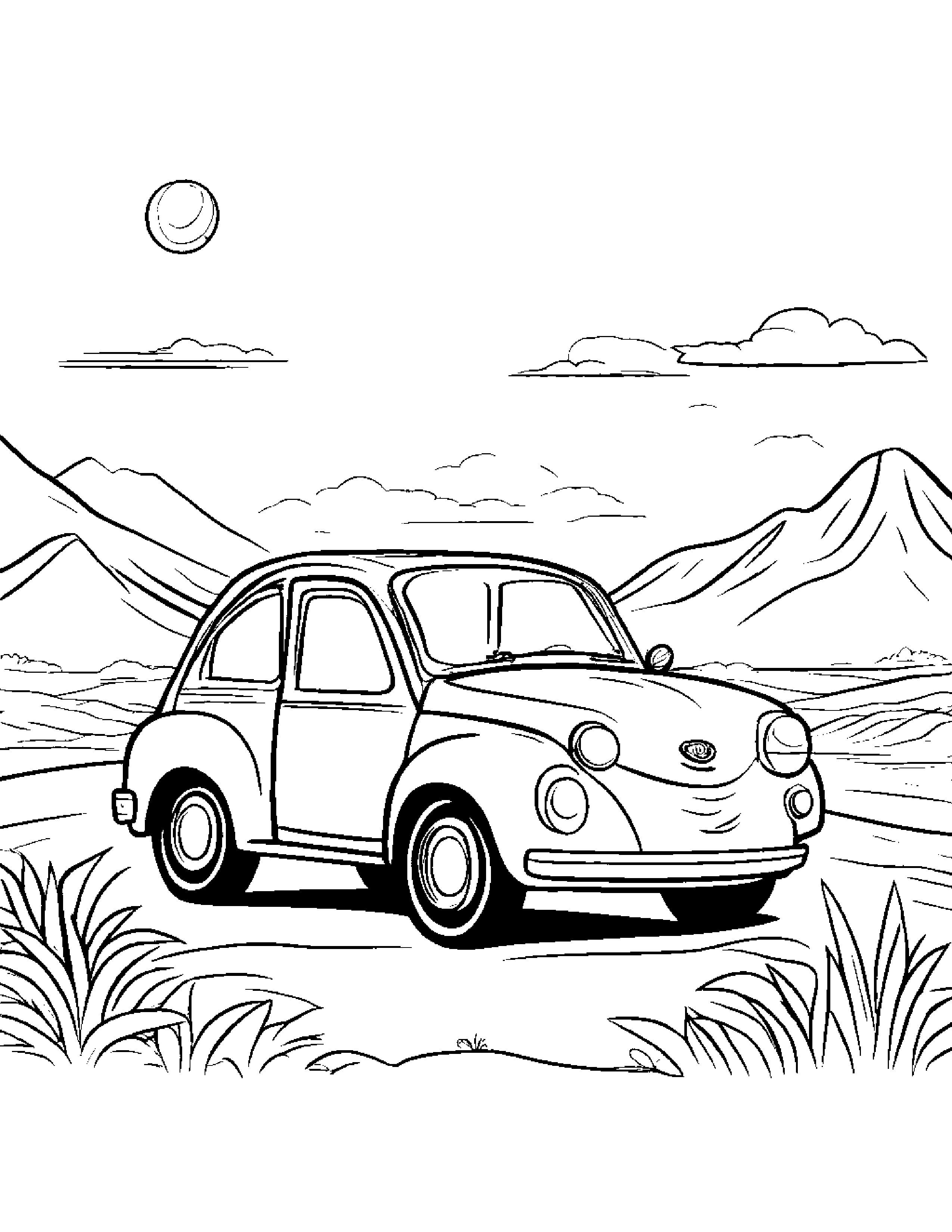 Sunny Toy Car On A Friendly Planet #2 Coloring Page (Free Printable PDF)