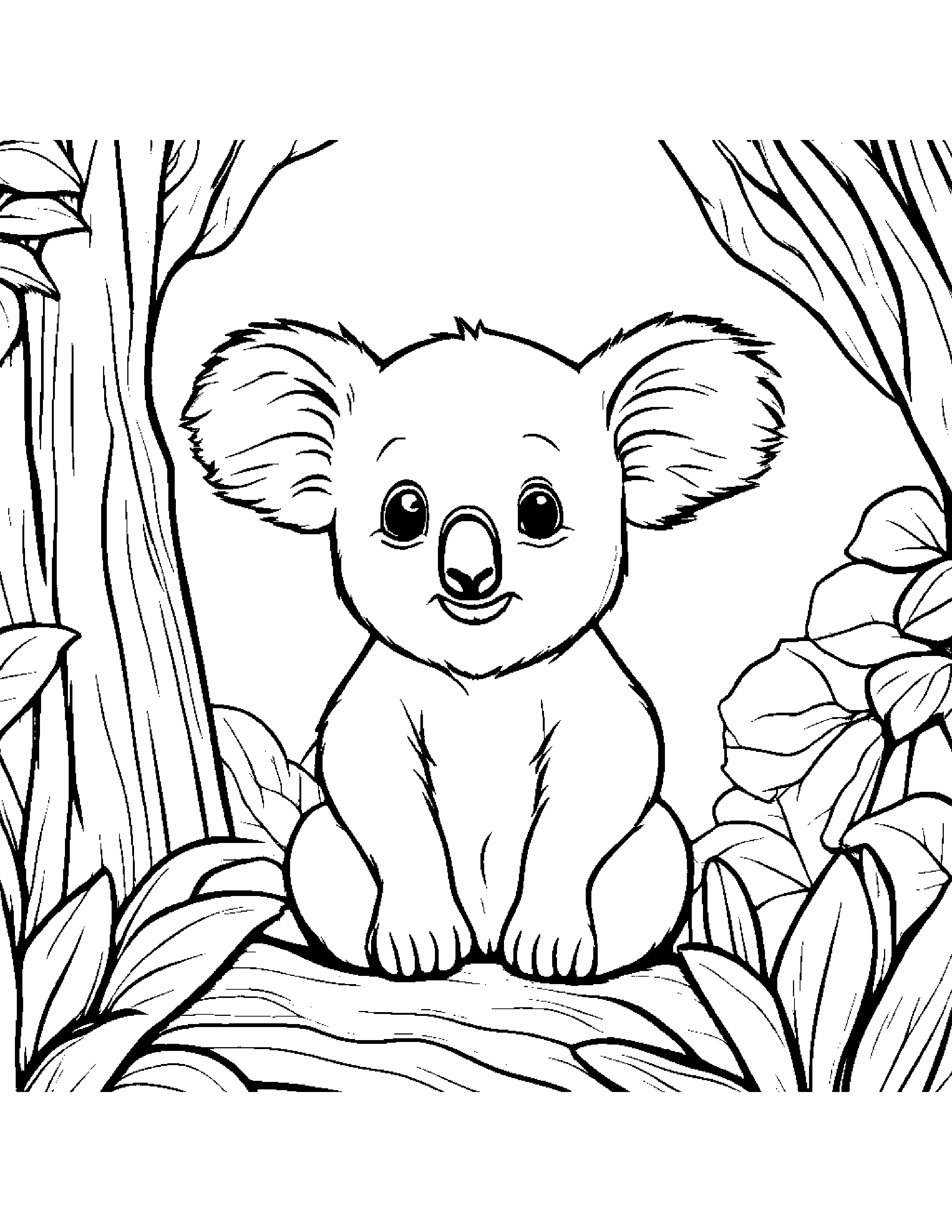 Zippy Koala Playing Peekaboo On A Friendly Planet #2 Coloring Page (Free Printable PDF)