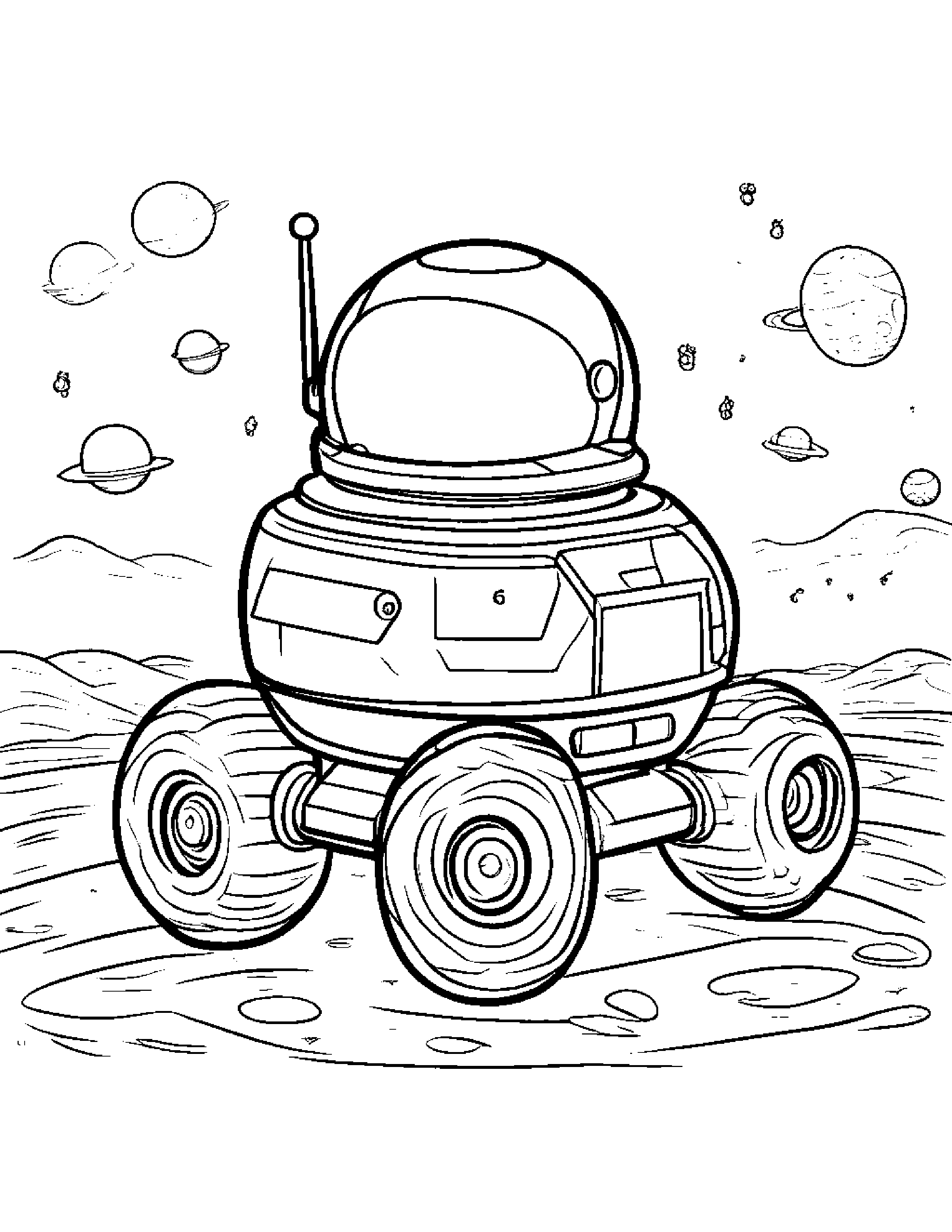 Baby Space Rover #2 Coloring Page (Free Printable PDF)