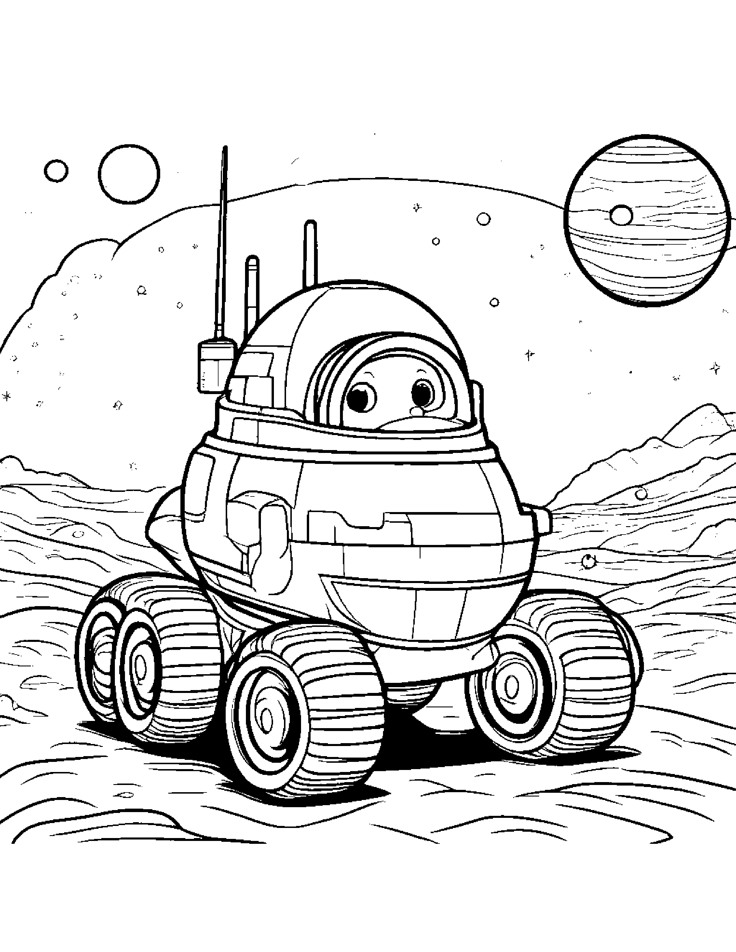 Baby Space Rover Coloring Page (Free Printable PDF)