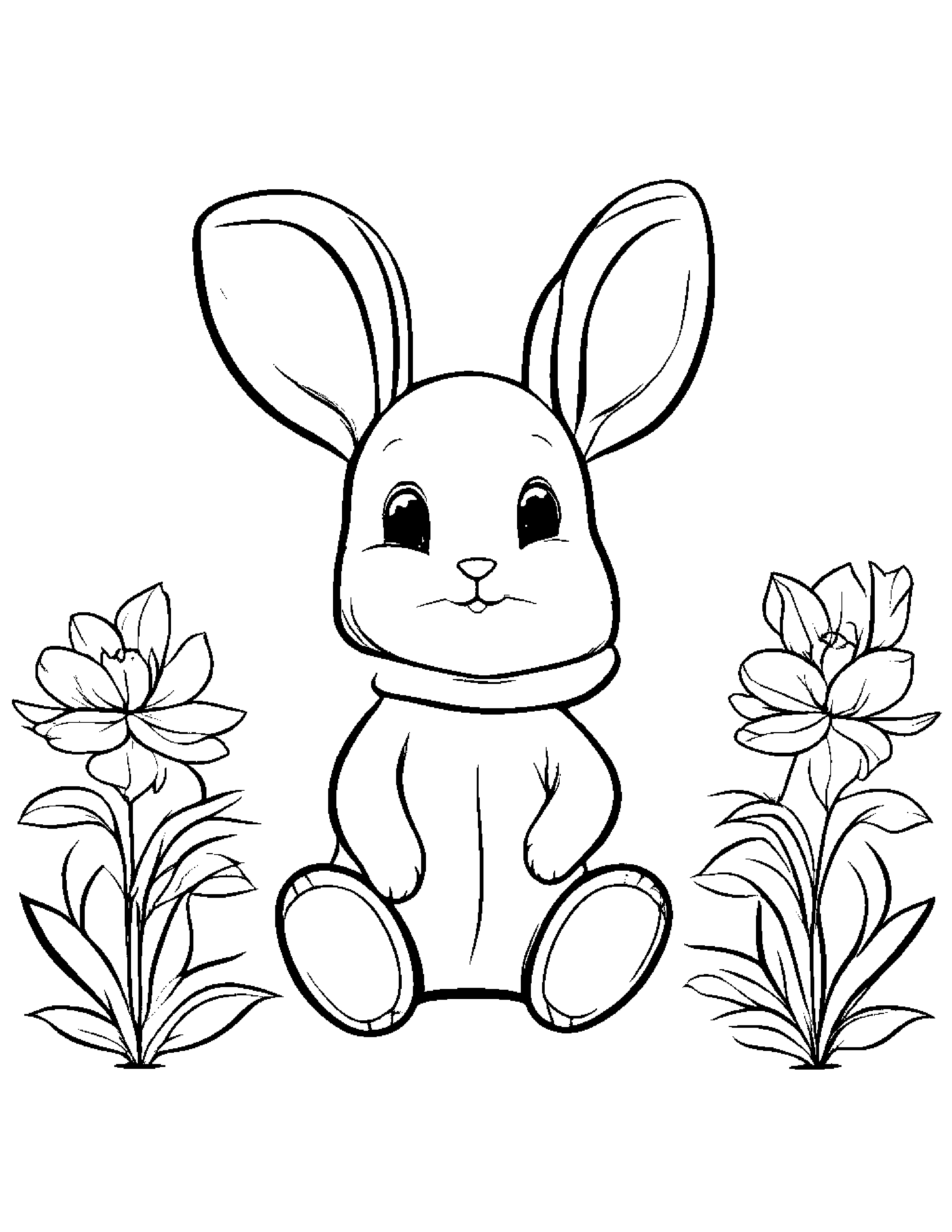 Baby Basketball Bunny With A Flower Coloring Page (Free Printable PDF)