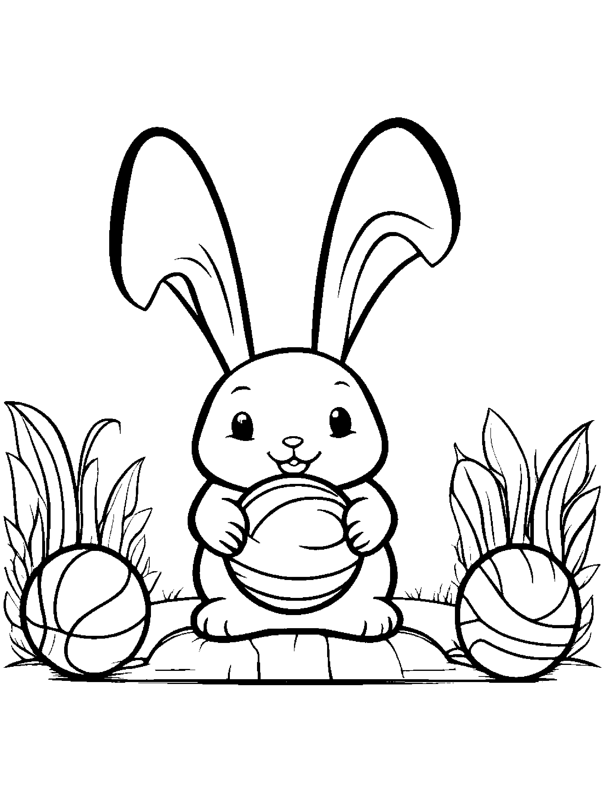 Happy Basketball Bunny With A Snail Friend Coloring Page (Free Printable PDF)