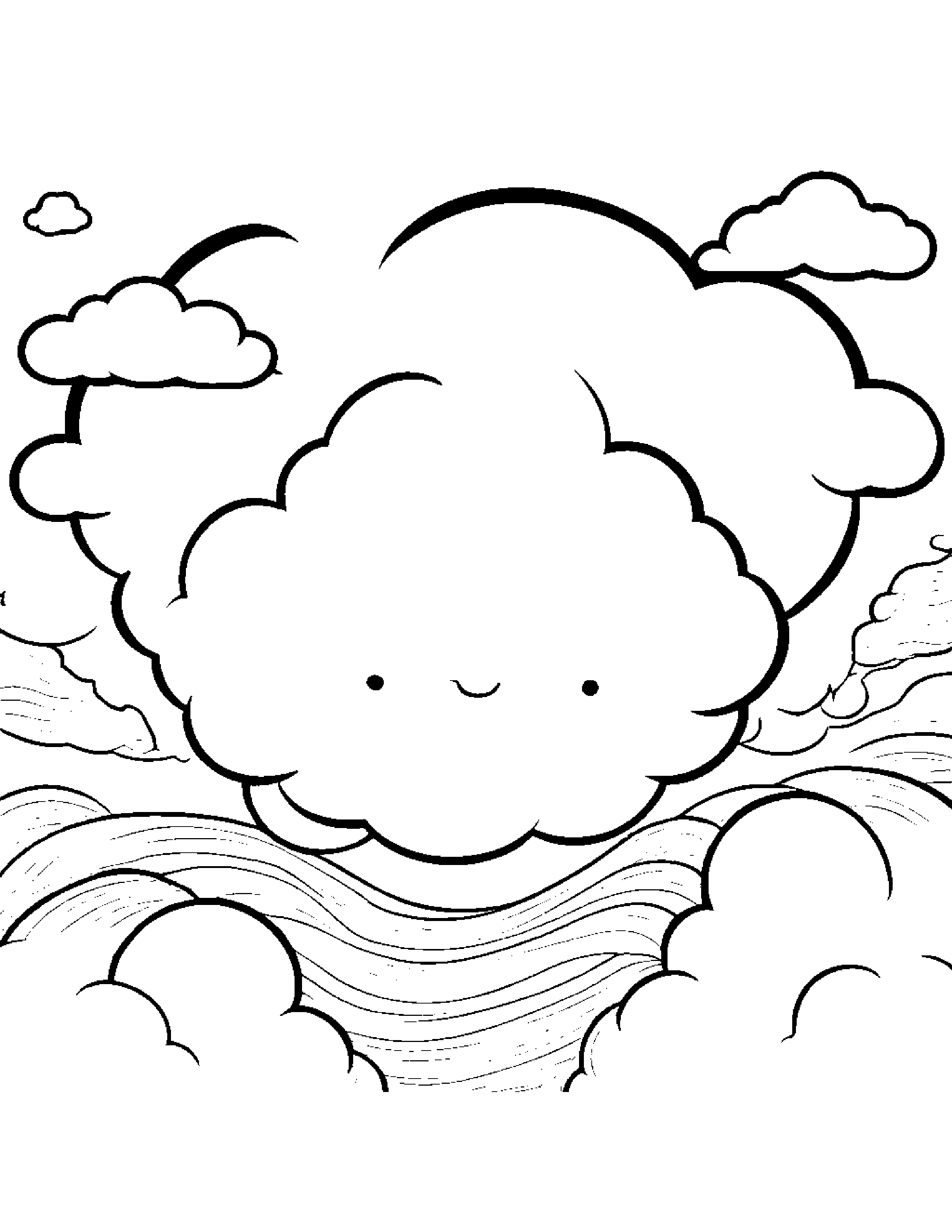 Sleepy Cloud Coloring Page (Free Printable PDF)