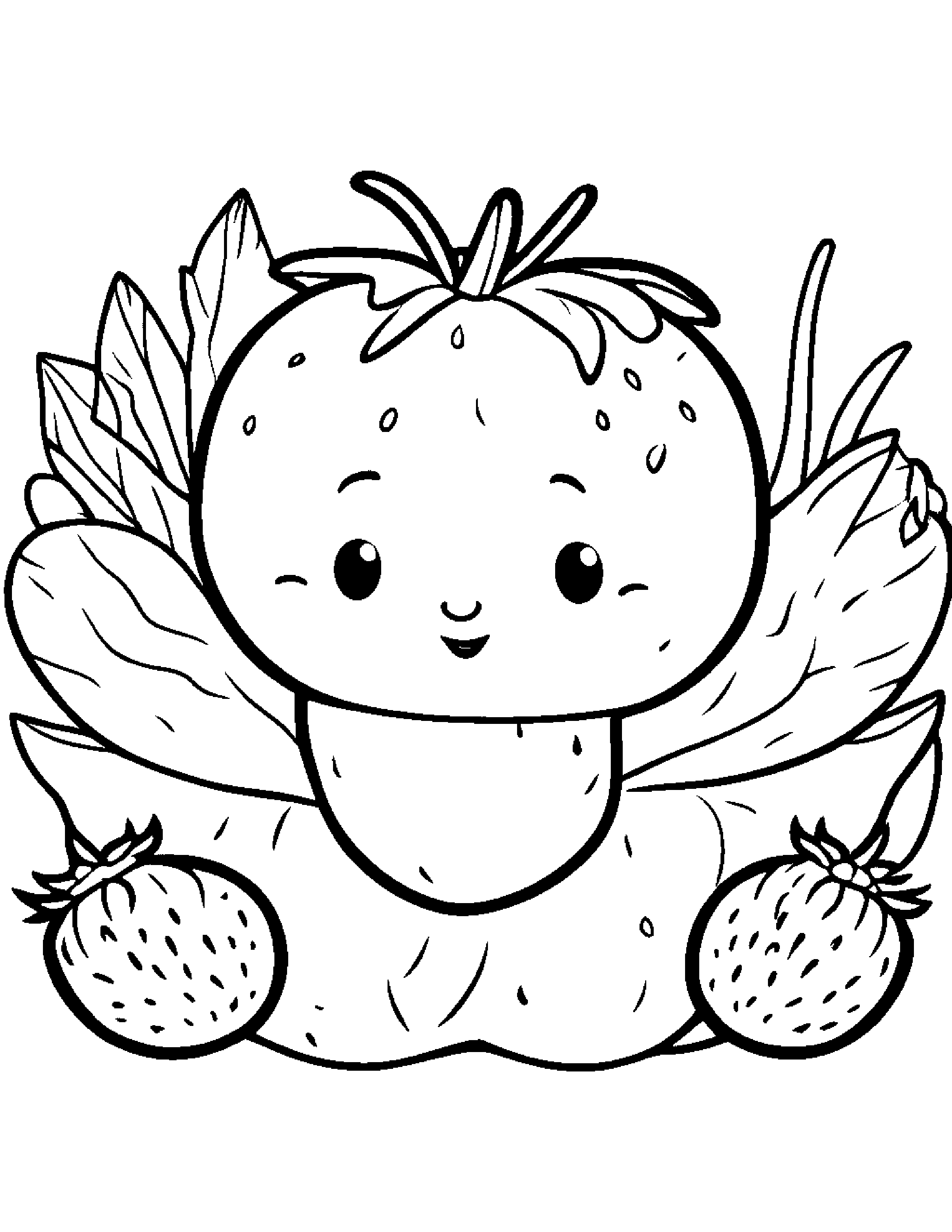 Sleepy Strawberry #2 Coloring Page (Free Printable PDF)