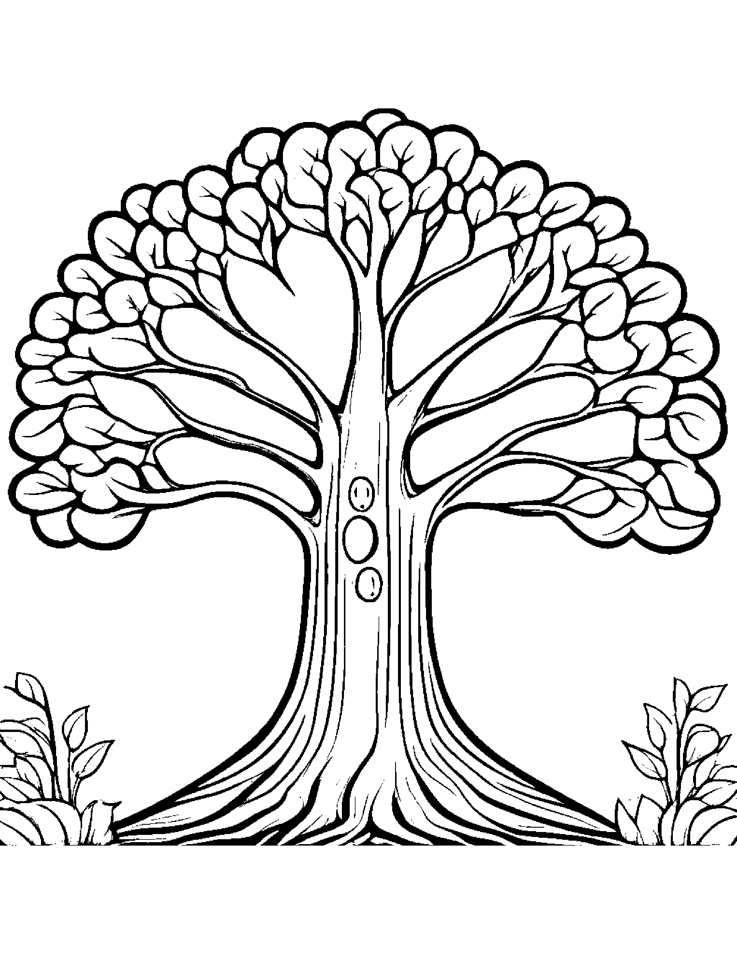 Smiling Tree #2 Coloring Page (Free Printable PDF)