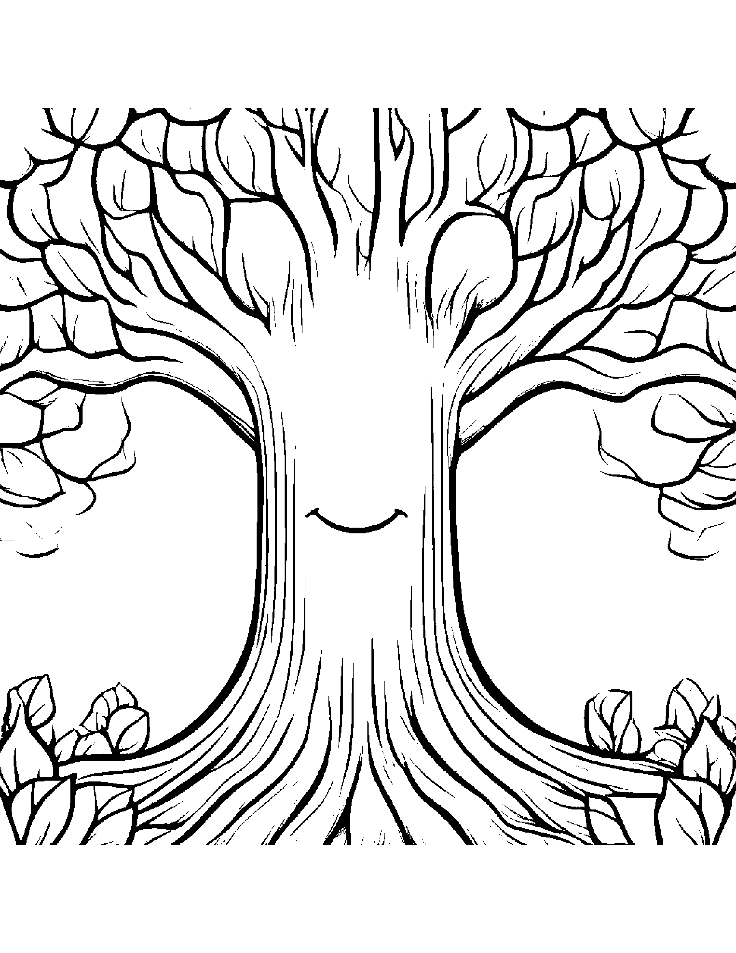 Smiling Tree Coloring Page (Free Printable PDF)