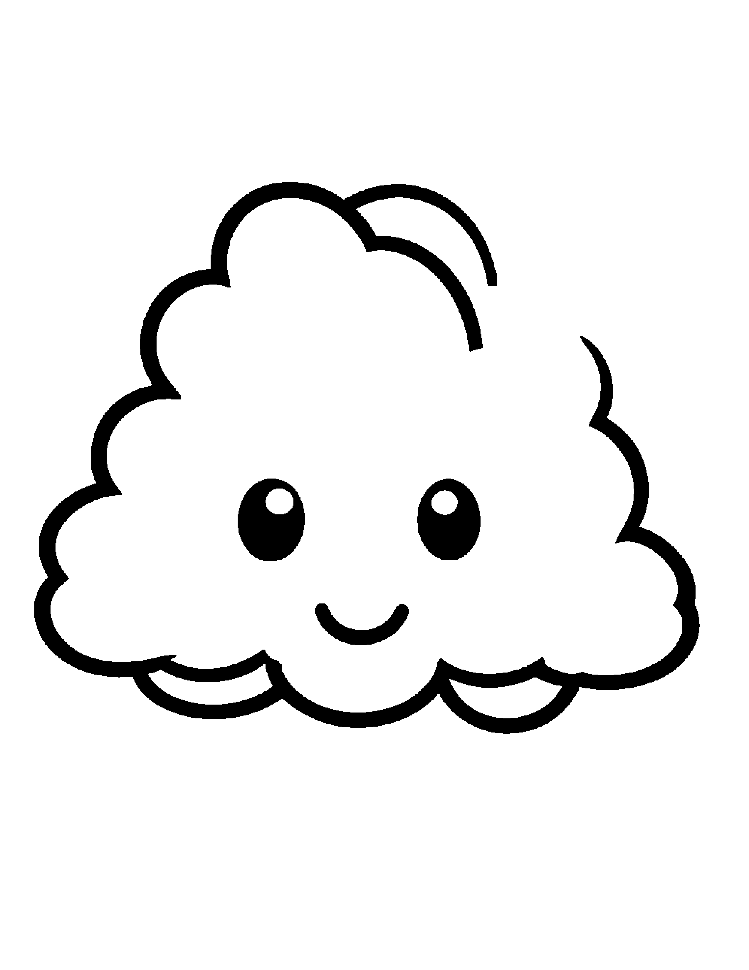 Kawaii Rain Cloud #2 Coloring Page (Free Printable PDF)