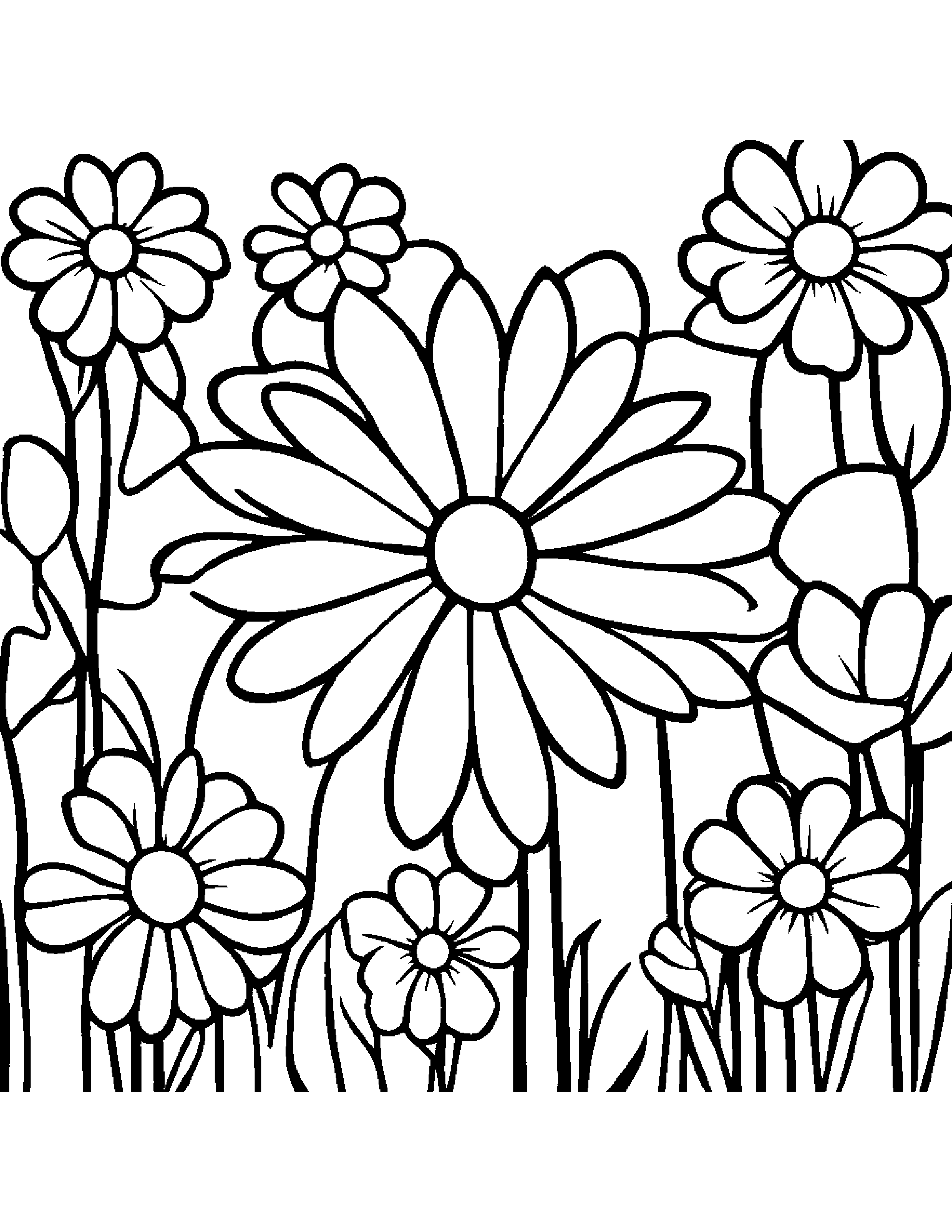 Kawaii Spring Flowers Coloring Page (Free Printable PDF)