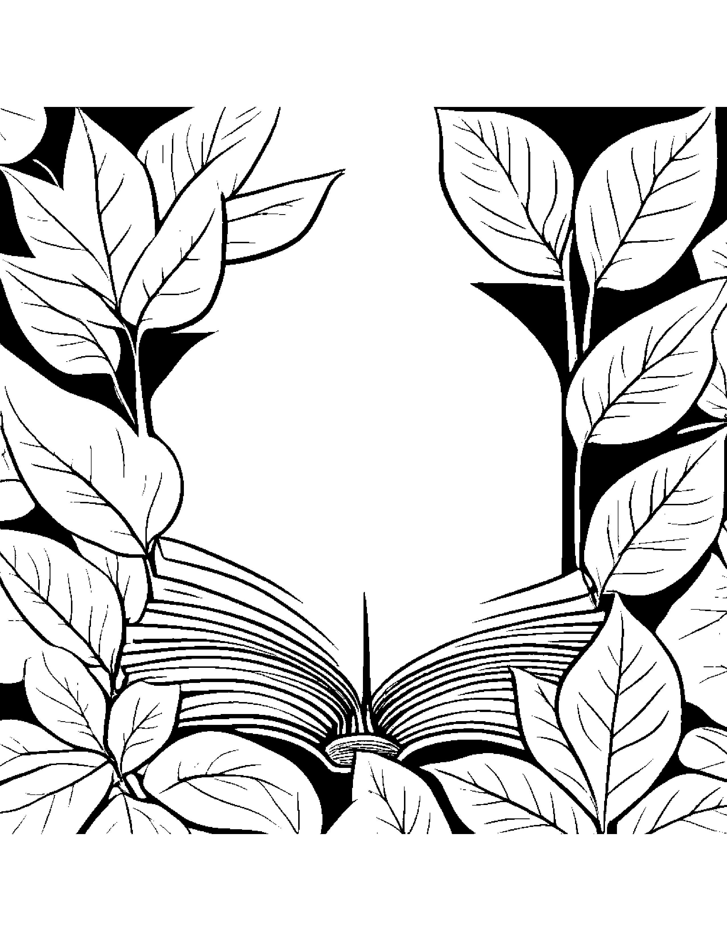 Little Fall Leaves Reading A Book Coloring Page (Free Printable PDF)