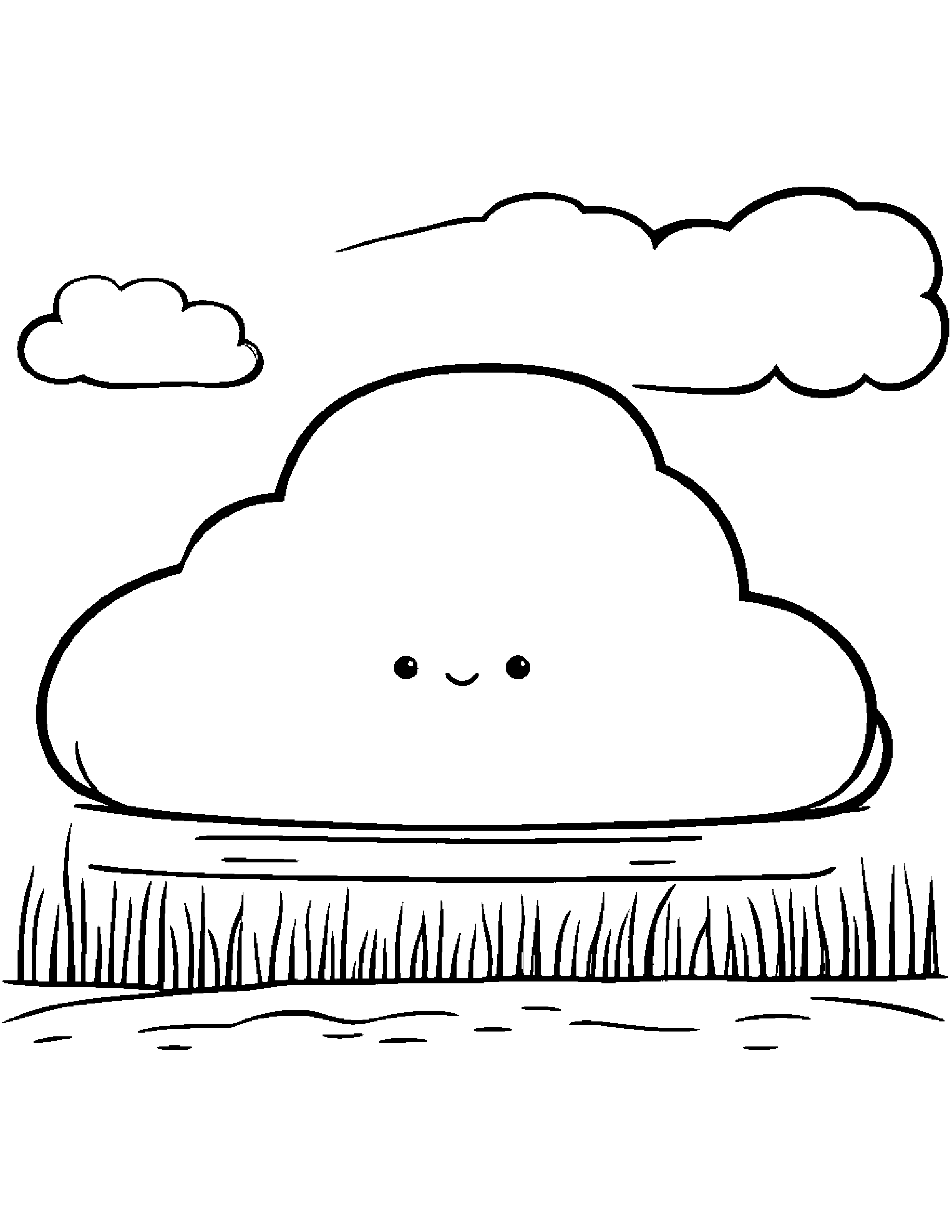 Sleepy Rain Cloud Wearing A Hat Coloring Page (Free Printable PDF)