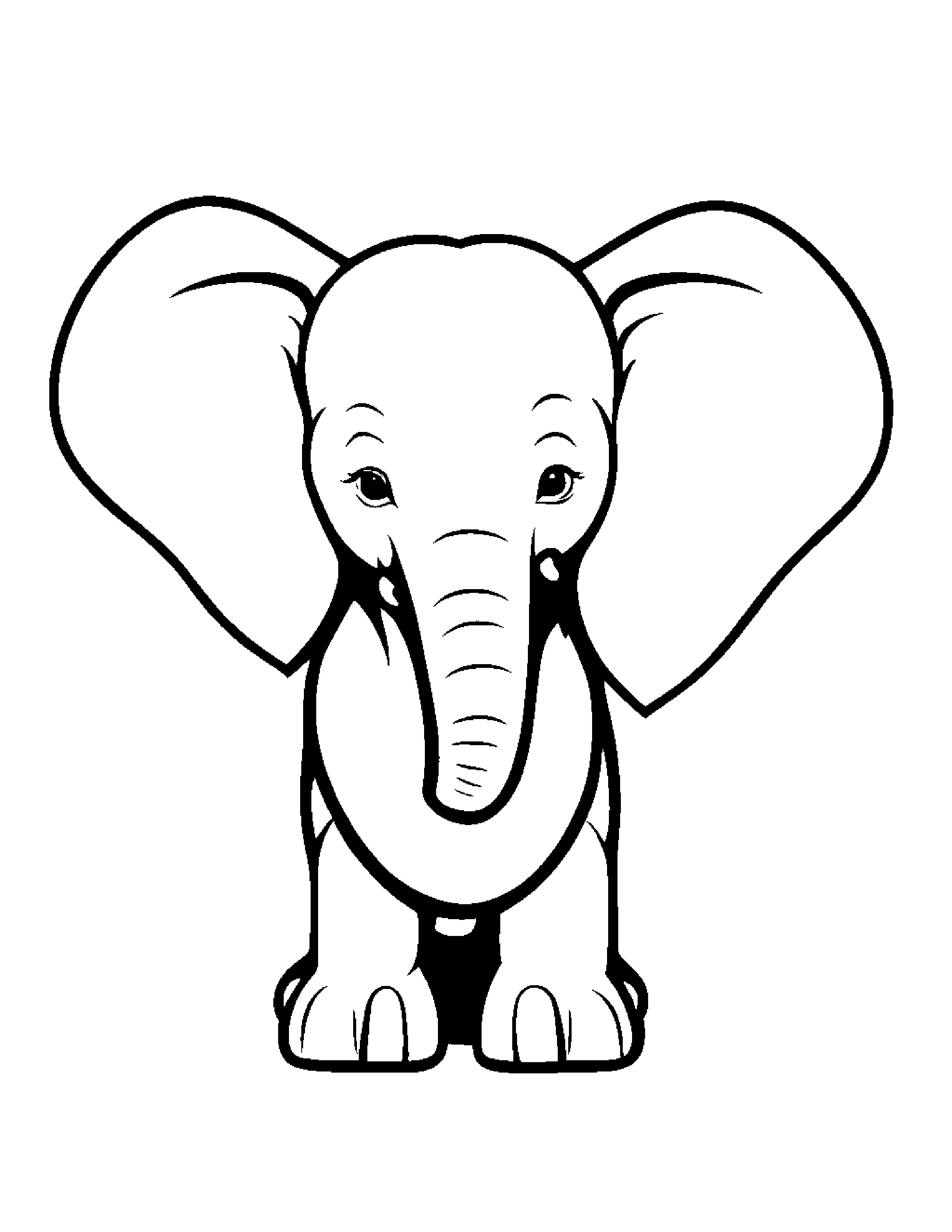 Elephant Calf Hugging A Heart #2 Coloring Page (Free Printable PDF)