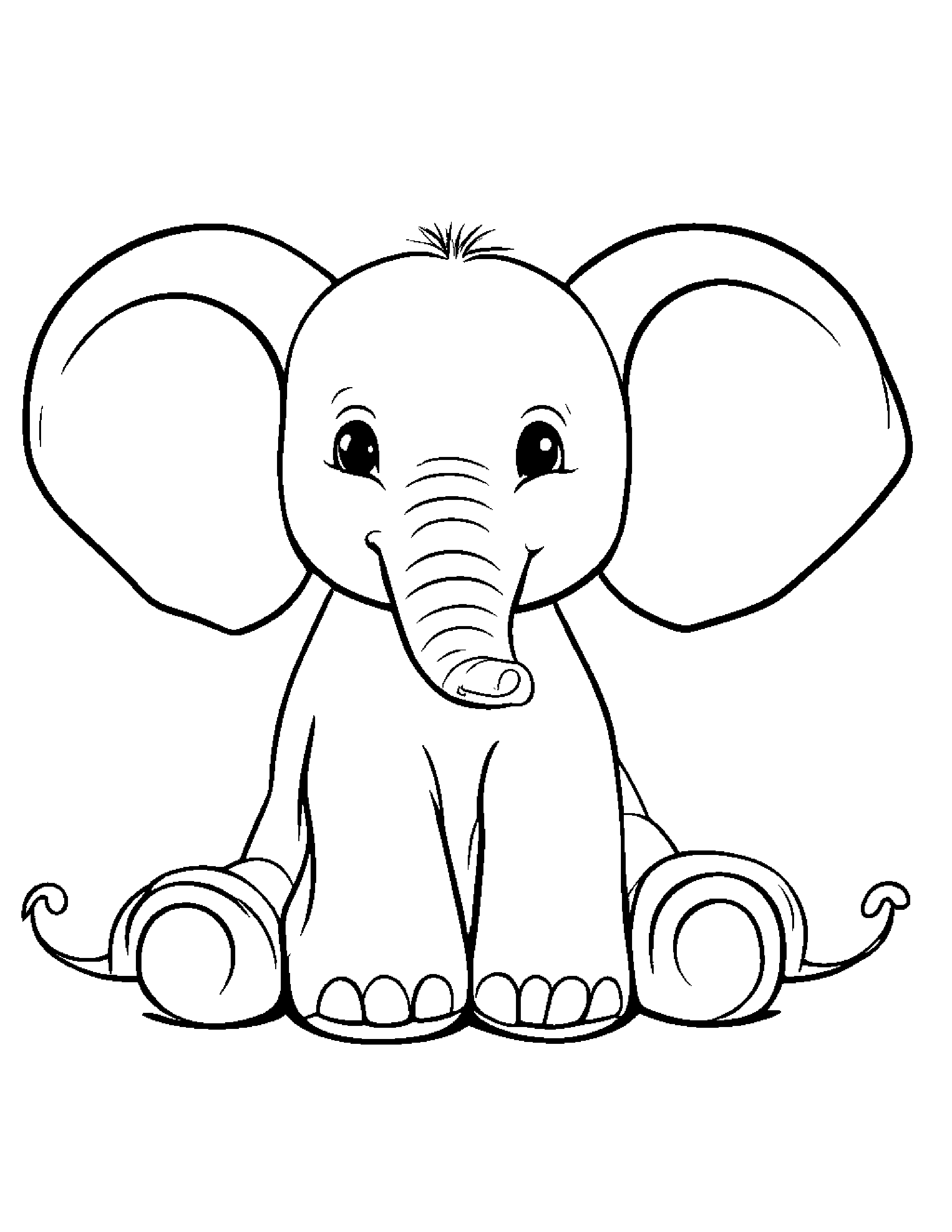 Elephant Calf Hugging A Heart Coloring Page (Free Printable PDF)