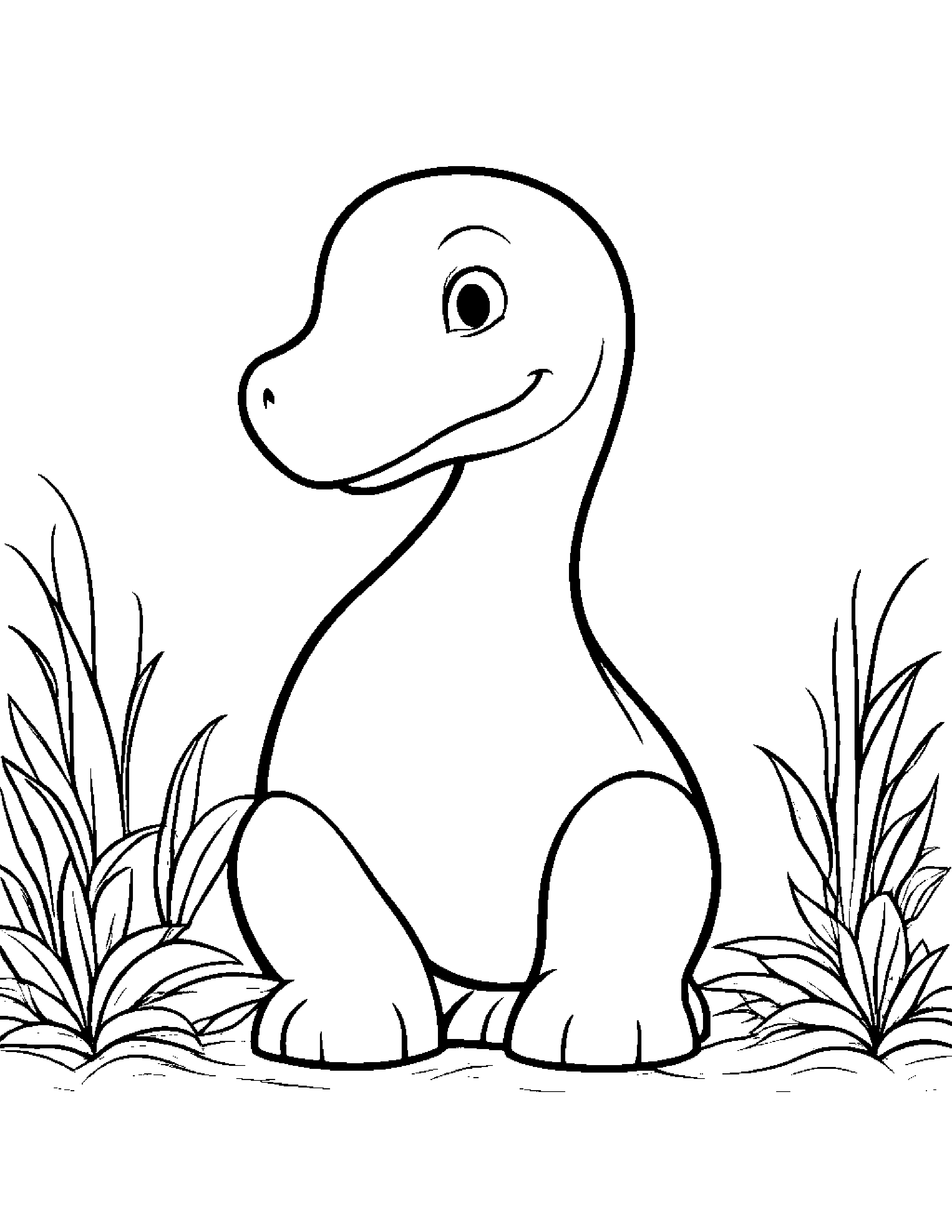 Baby Brachiosaurus Hugging A Heart #3 Coloring Page (Free Printable PDF)