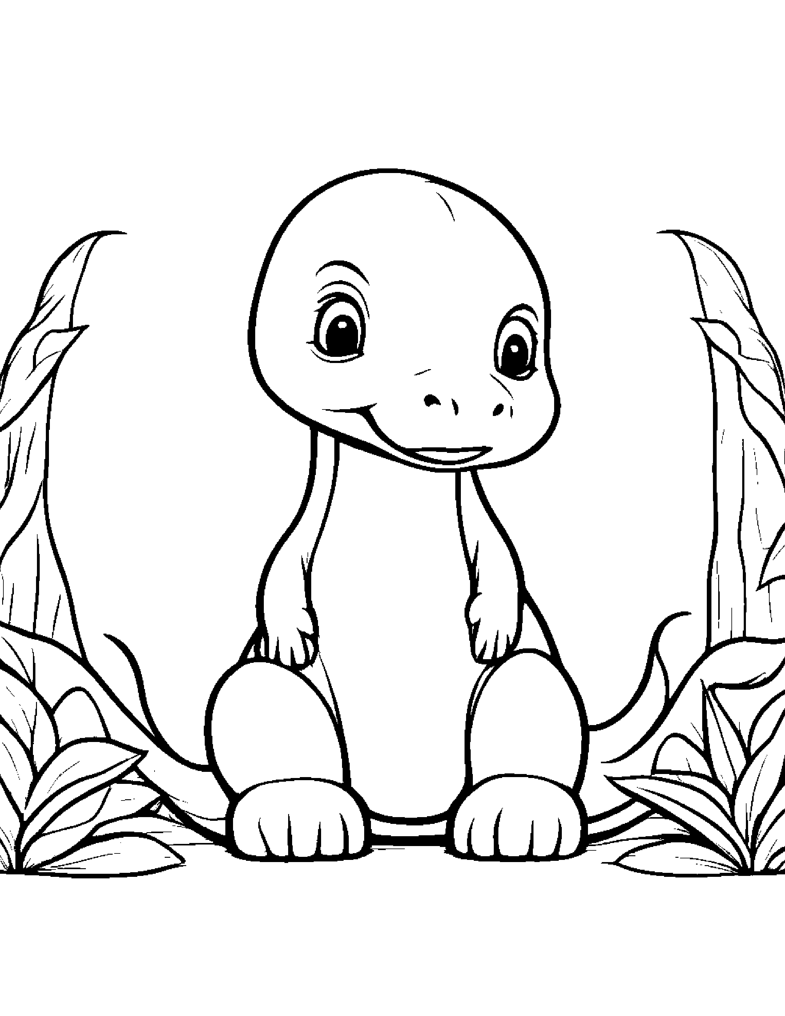 Baby Brachiosaurus Hugging A Heart #4 Coloring Page (Free Printable PDF)