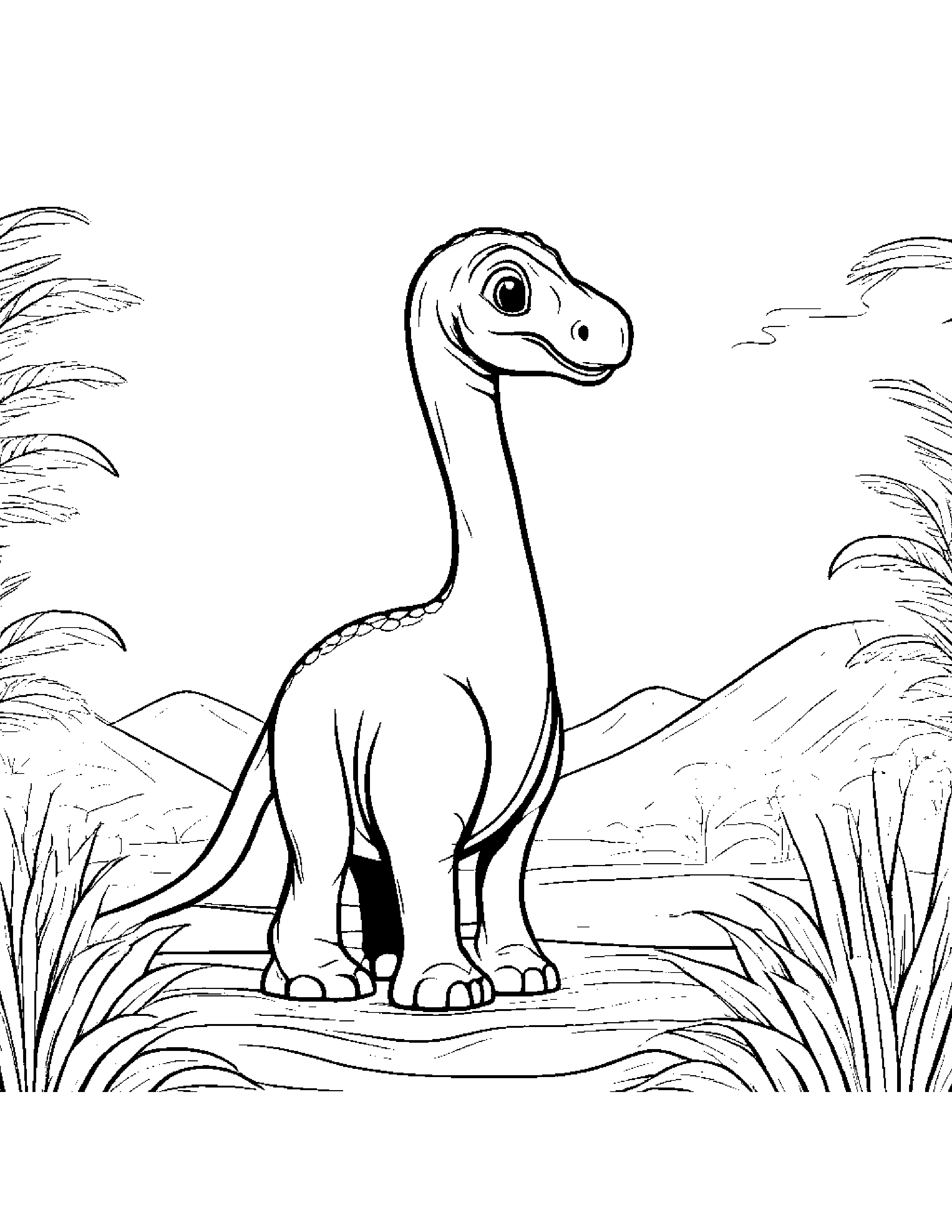 Baby Brachiosaurus Coloring Page (Free Printable PDF)