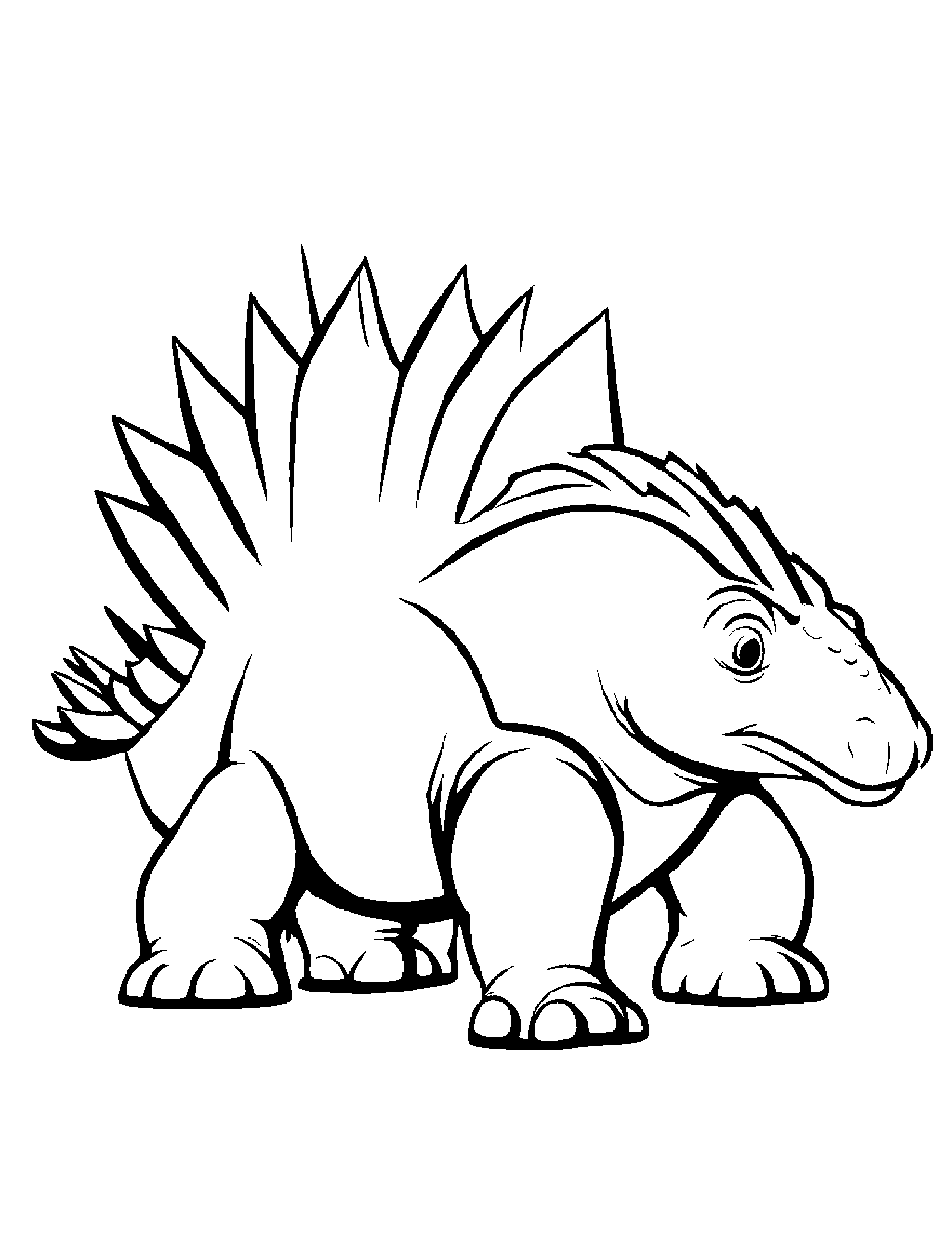Baby Stegosaurus #2 Coloring Page (Free Printable PDF)