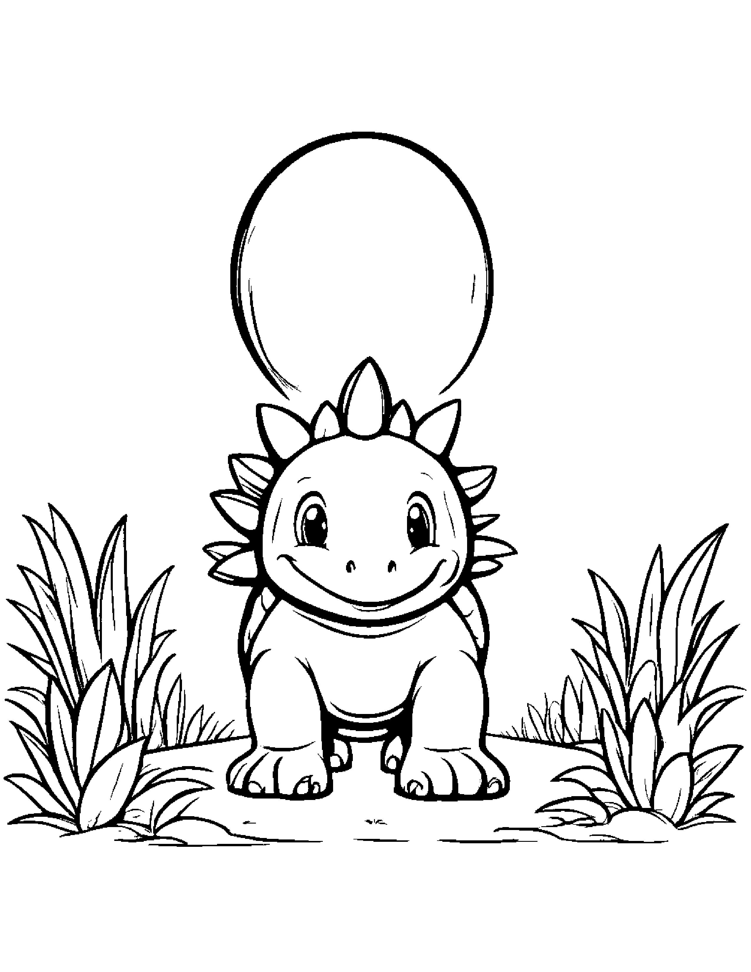 Baby Stegosaurus With Balloon #3 Coloring Page (Free Printable PDF)