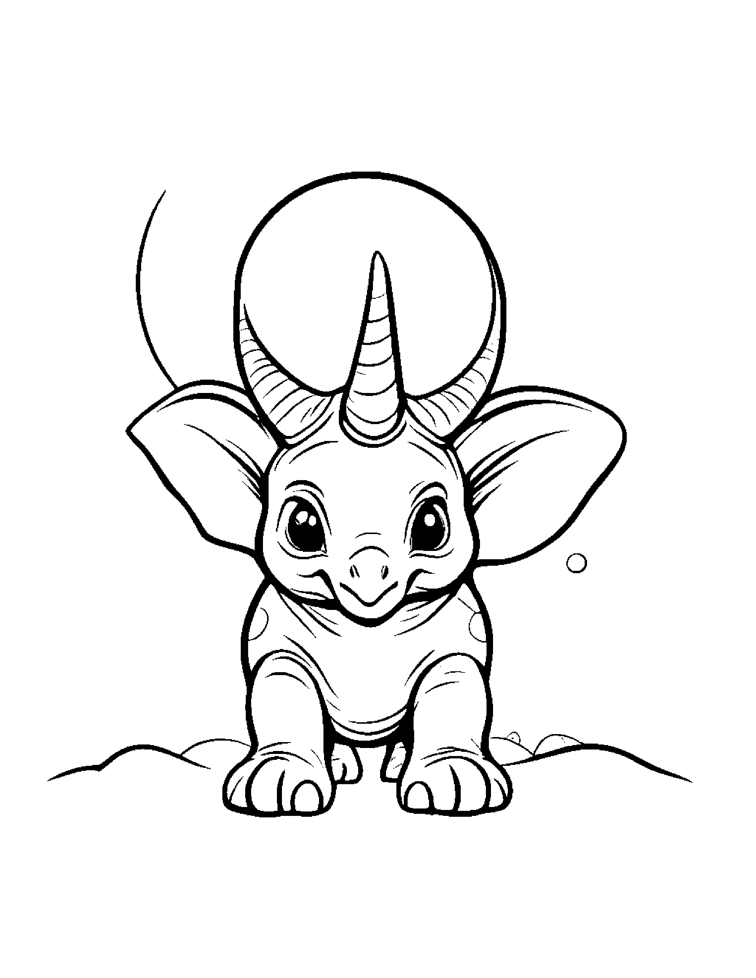 Baby Triceratops With Balloon #3 Coloring Page (Free Printable PDF)