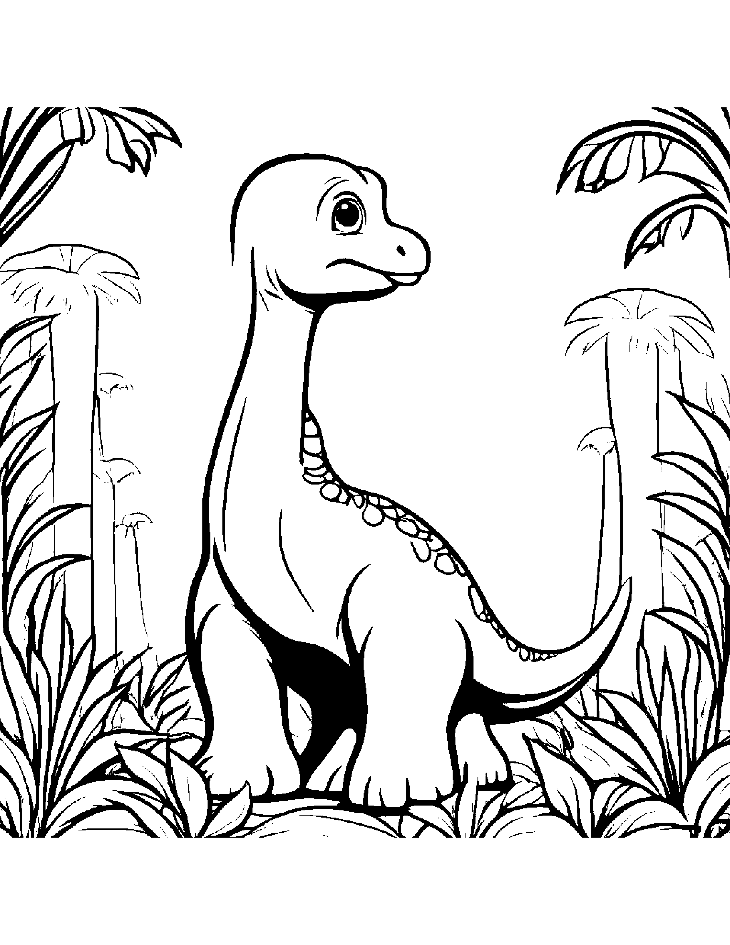 Kawaii Baby Brachiosaurus #2 Coloring Page (Free Printable PDF)