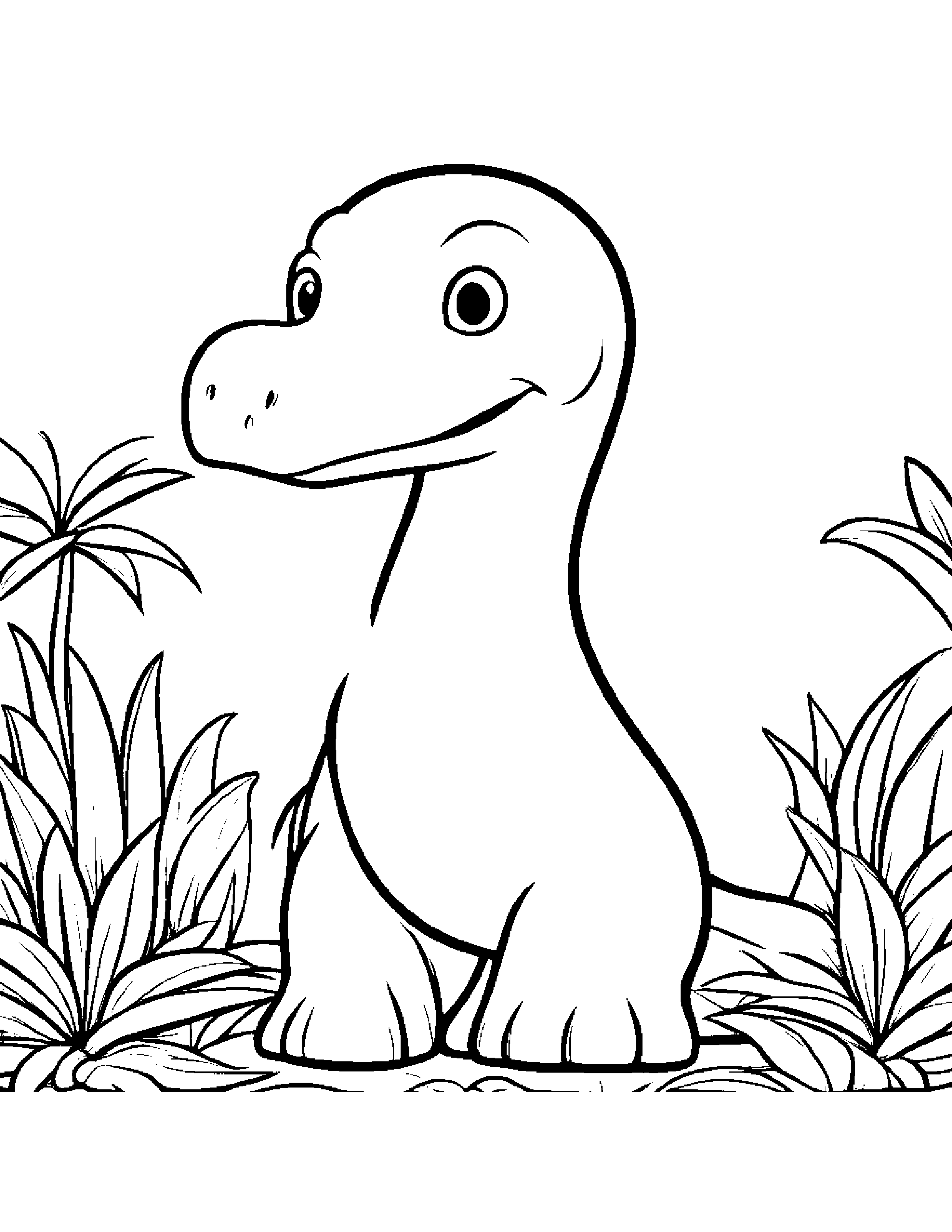 Kawaii Baby Brachiosaurus #3 Coloring Page (Free Printable PDF)