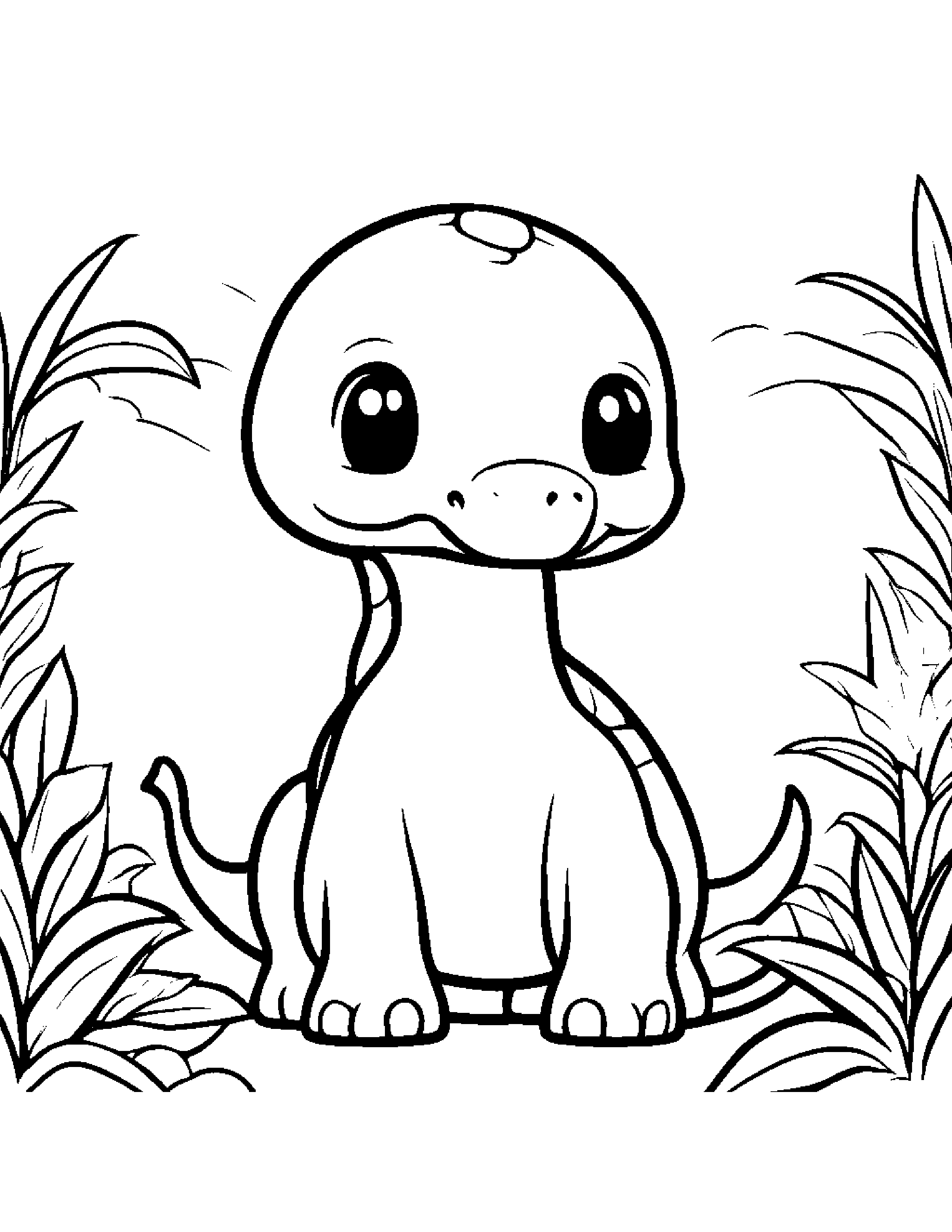 Kawaii Baby Brachiosaurus #4 Coloring Page (Free Printable PDF)
