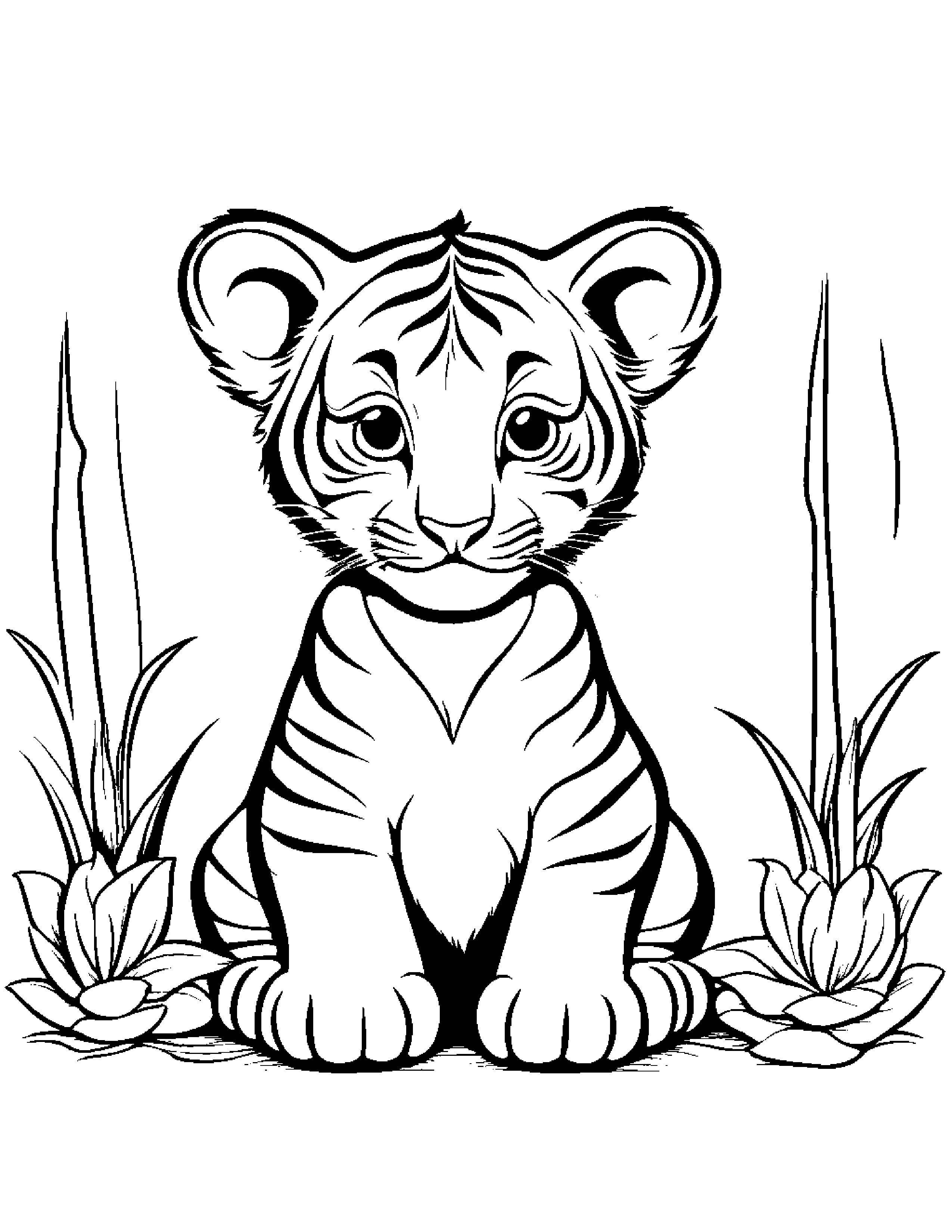Baby Tiger Cub #2 Coloring Page (Free Printable PDF)