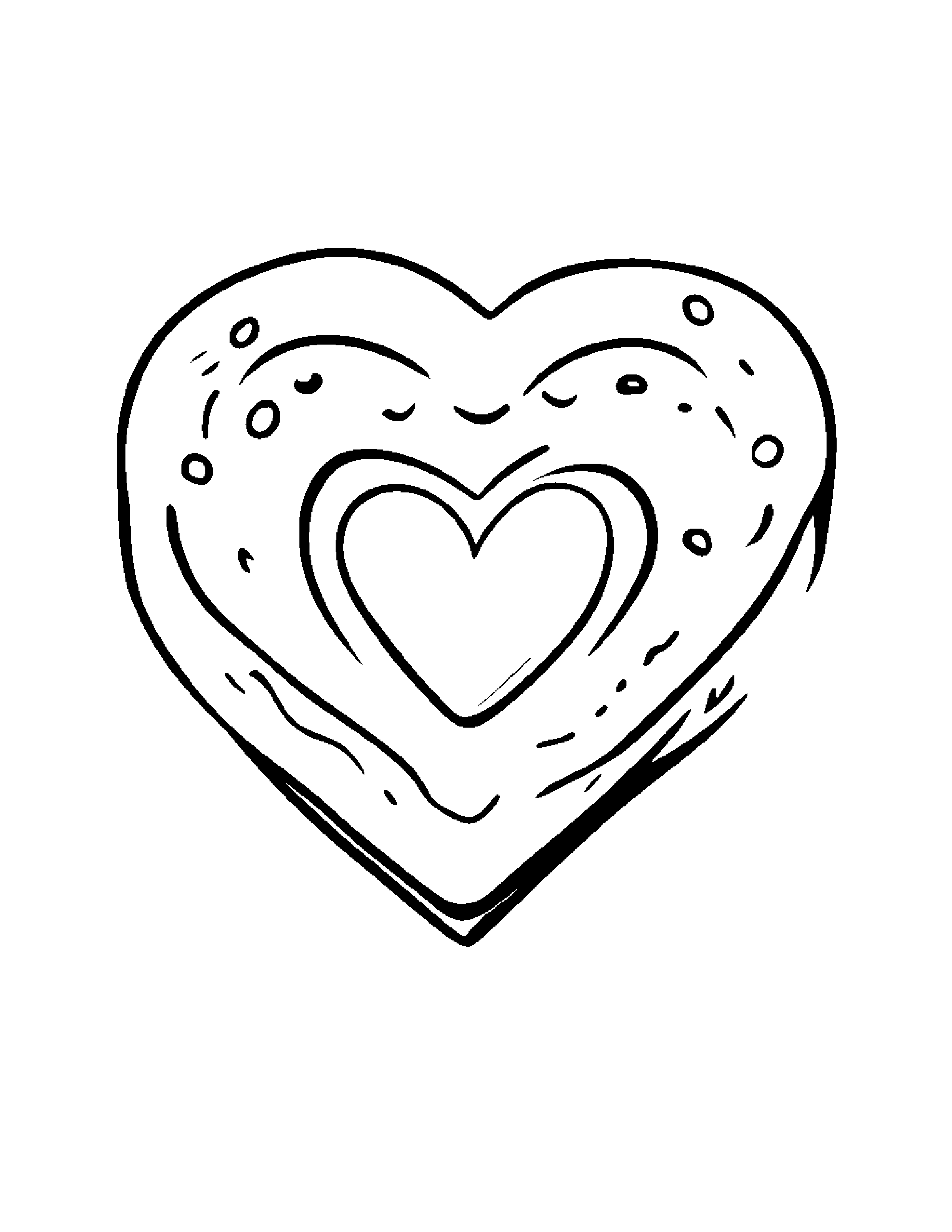 Little Donut Hugging A Heart #2 Coloring Page (Free Printable PDF)