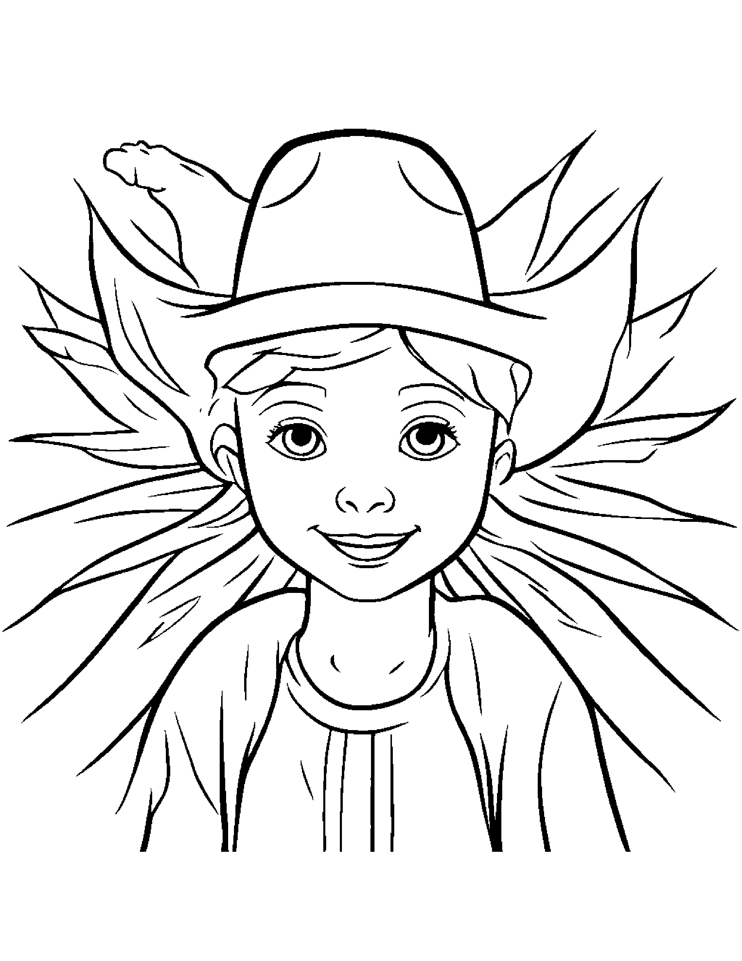 Sun Wearing A Hat #2 Coloring Page (Free Printable PDF)