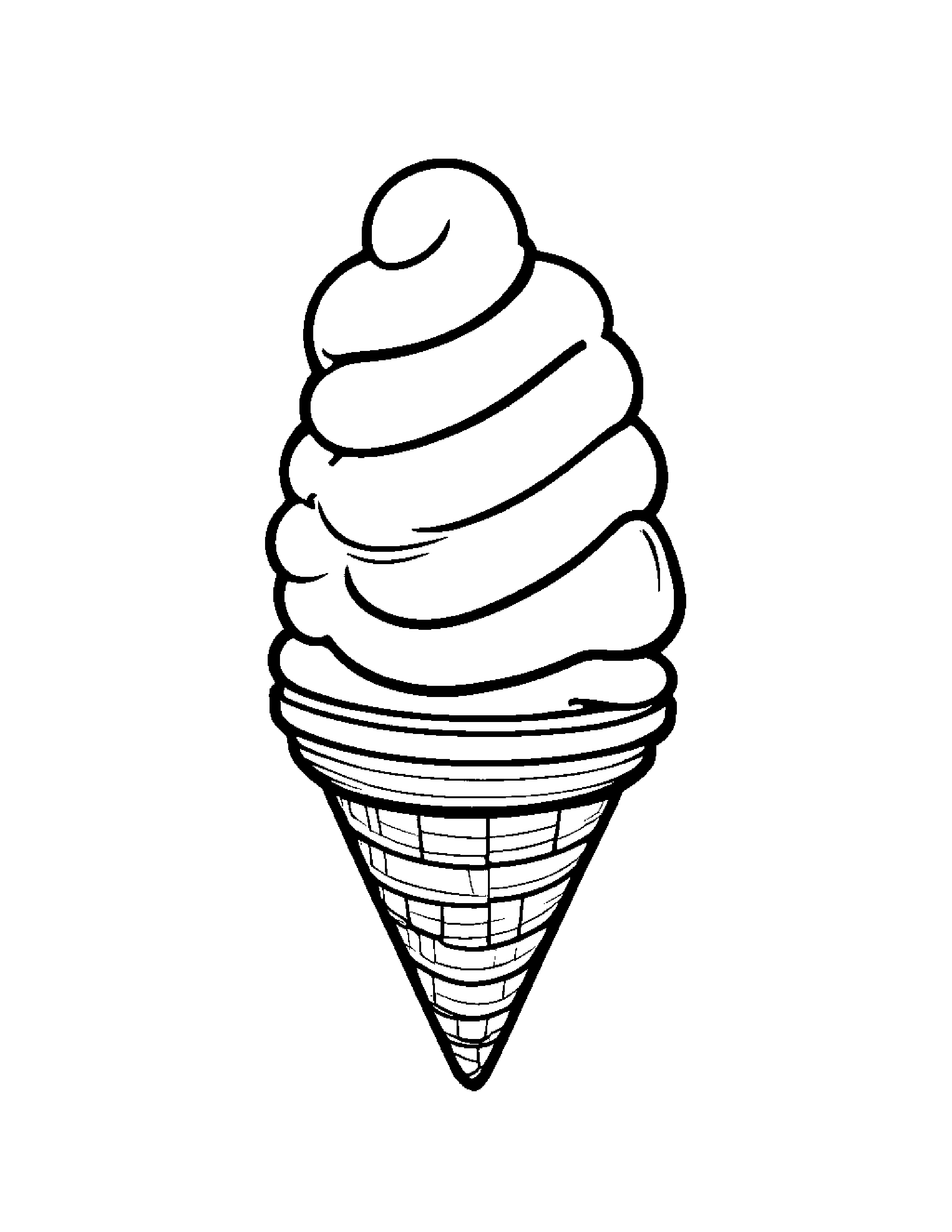 Tiny Ice Cream Cone #2 Coloring Page (Free Printable PDF)