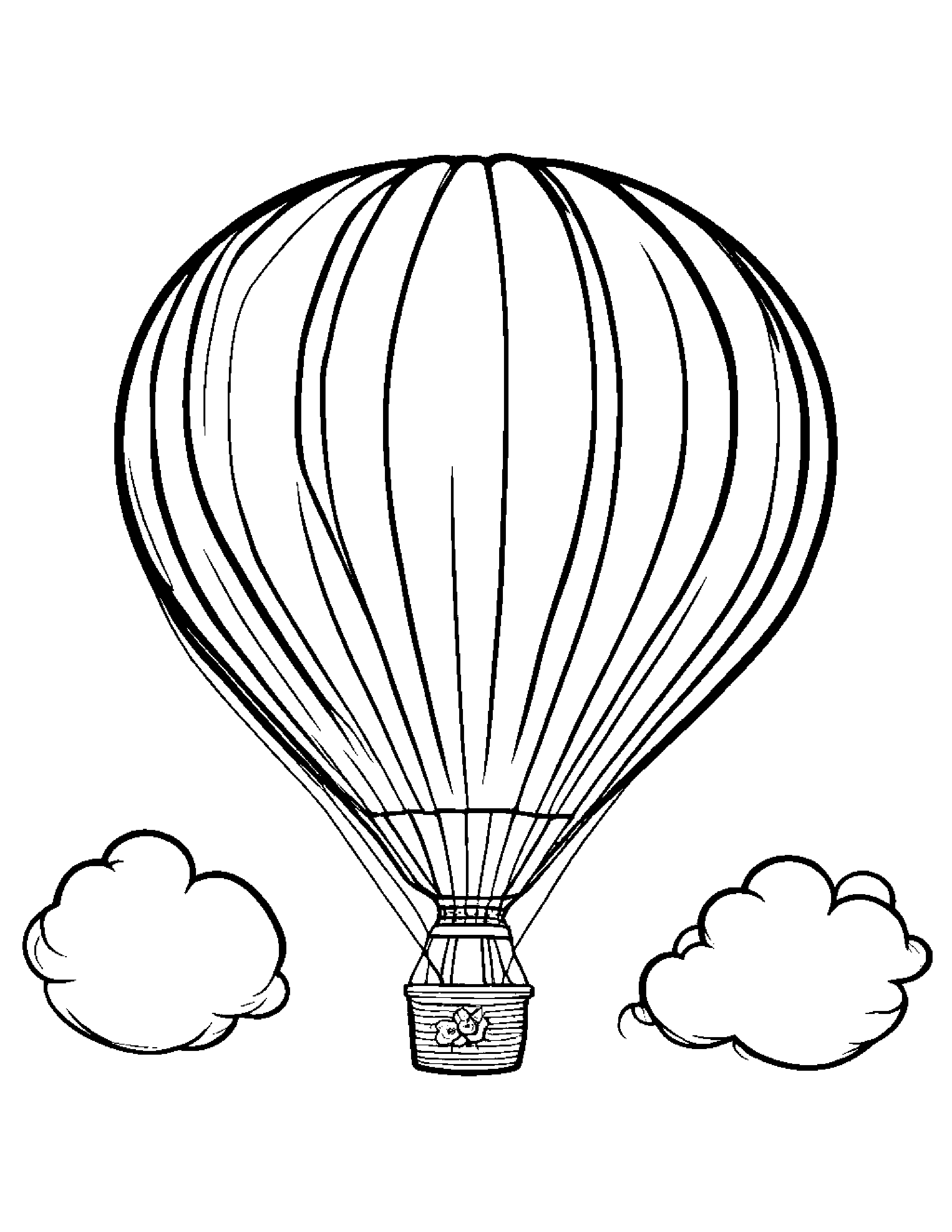 Gentle Hot Air Balloon With A Flower #2 Coloring Page (Free Printable PDF)