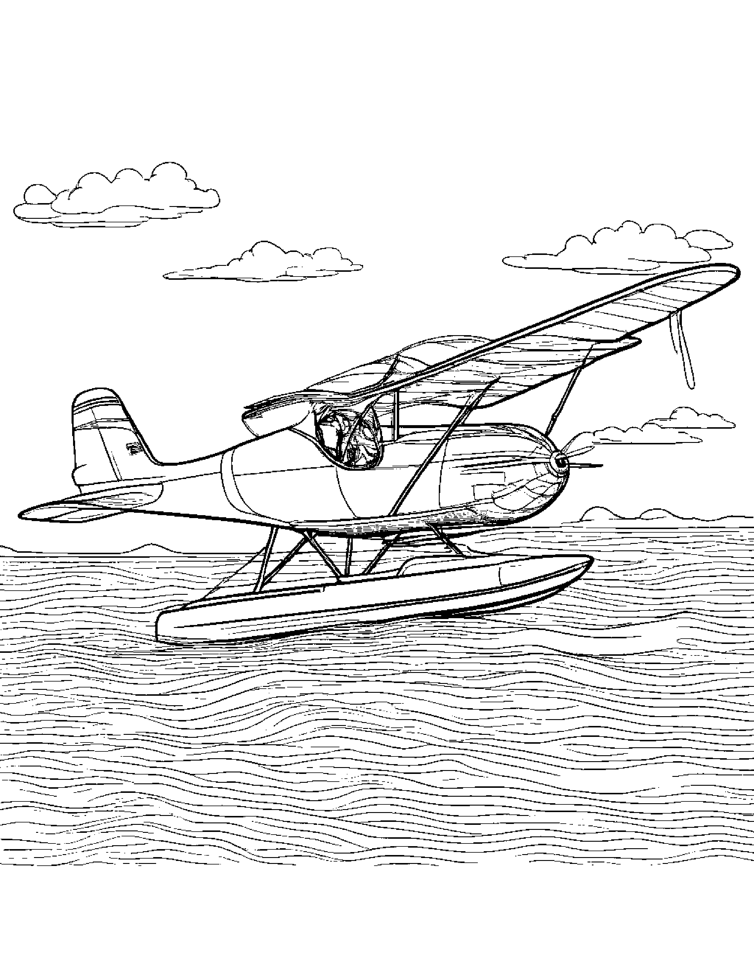 A Bicycle That Transforms Into A Seaplane Coloring Page (Free Printable PDF)