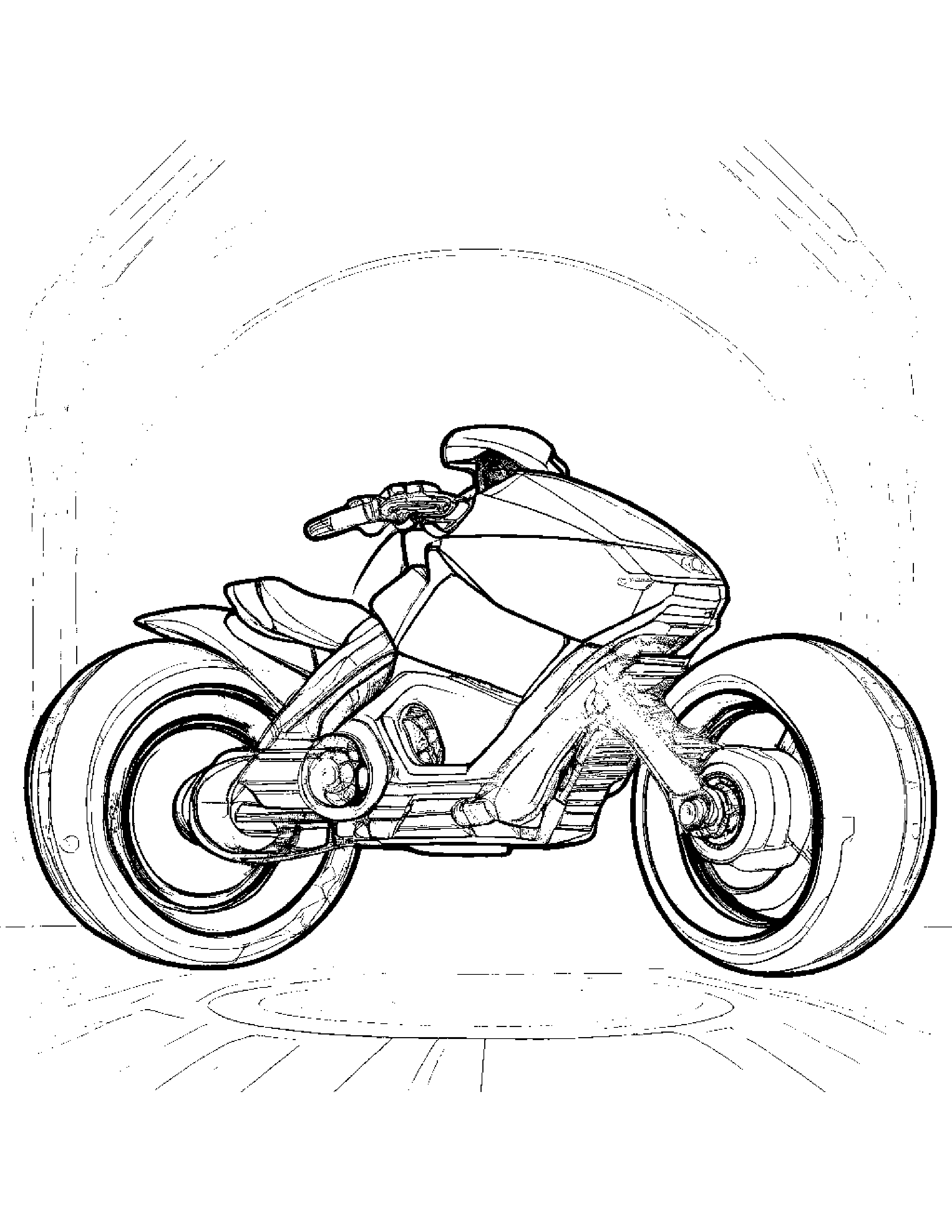 A Futuristic Hovercycle Powered By Glowing Crystals Coloring Page (Free Printable PDF)