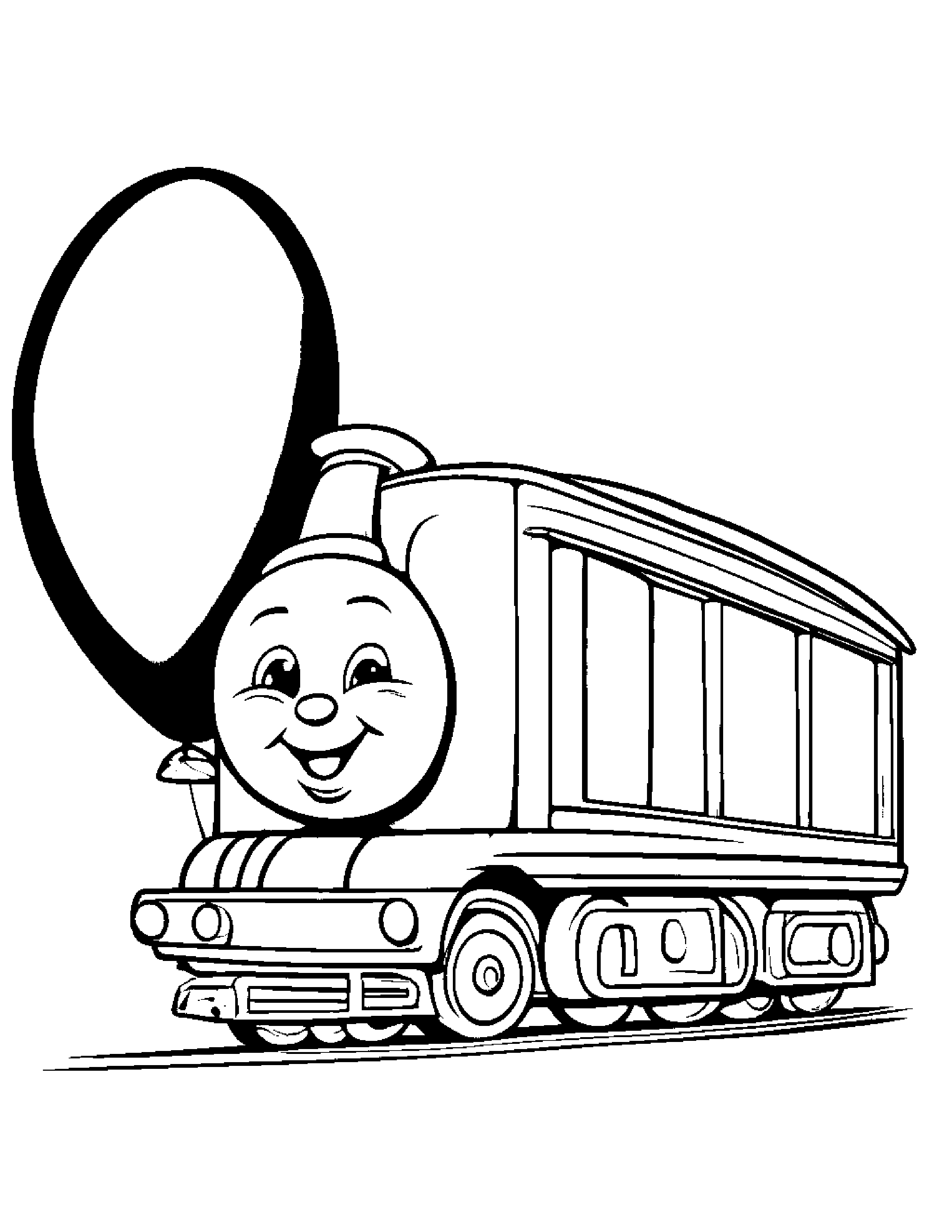 Baby Little Train With Balloon #2 Coloring Page (Free Printable PDF)