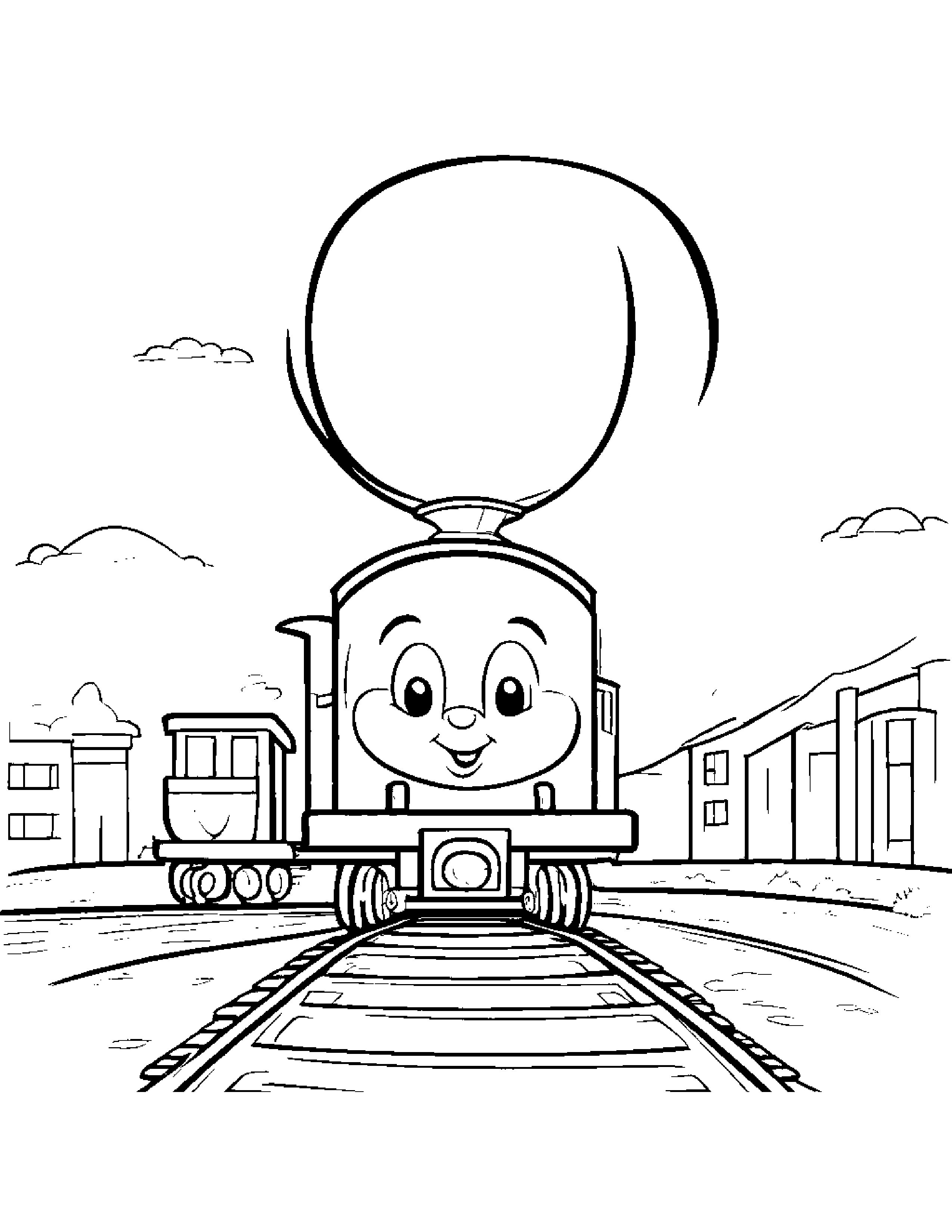 Baby Little Train With Balloon #3 Coloring Page (Free Printable PDF)