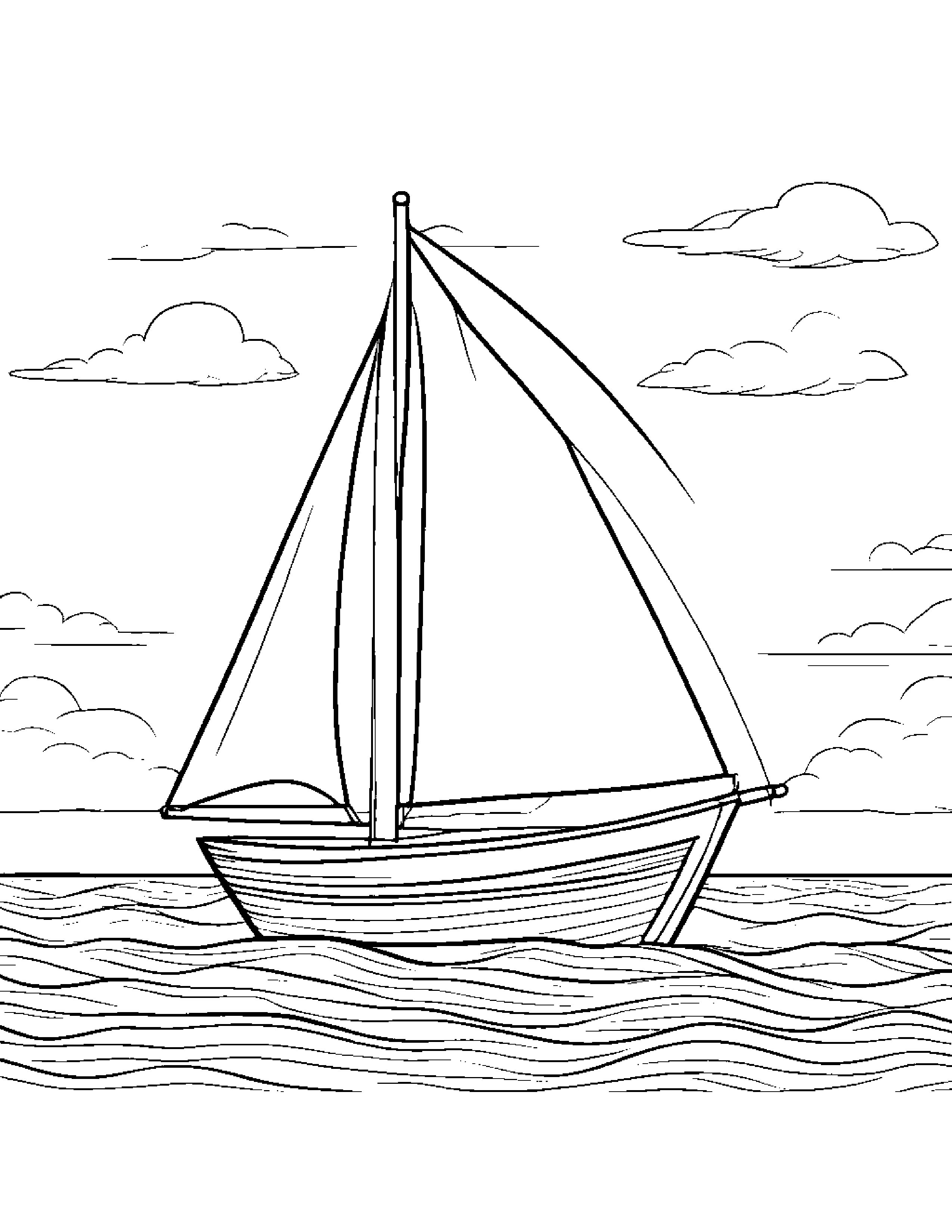 Kawaii Sailboat Coloring Page (Free Printable PDF)