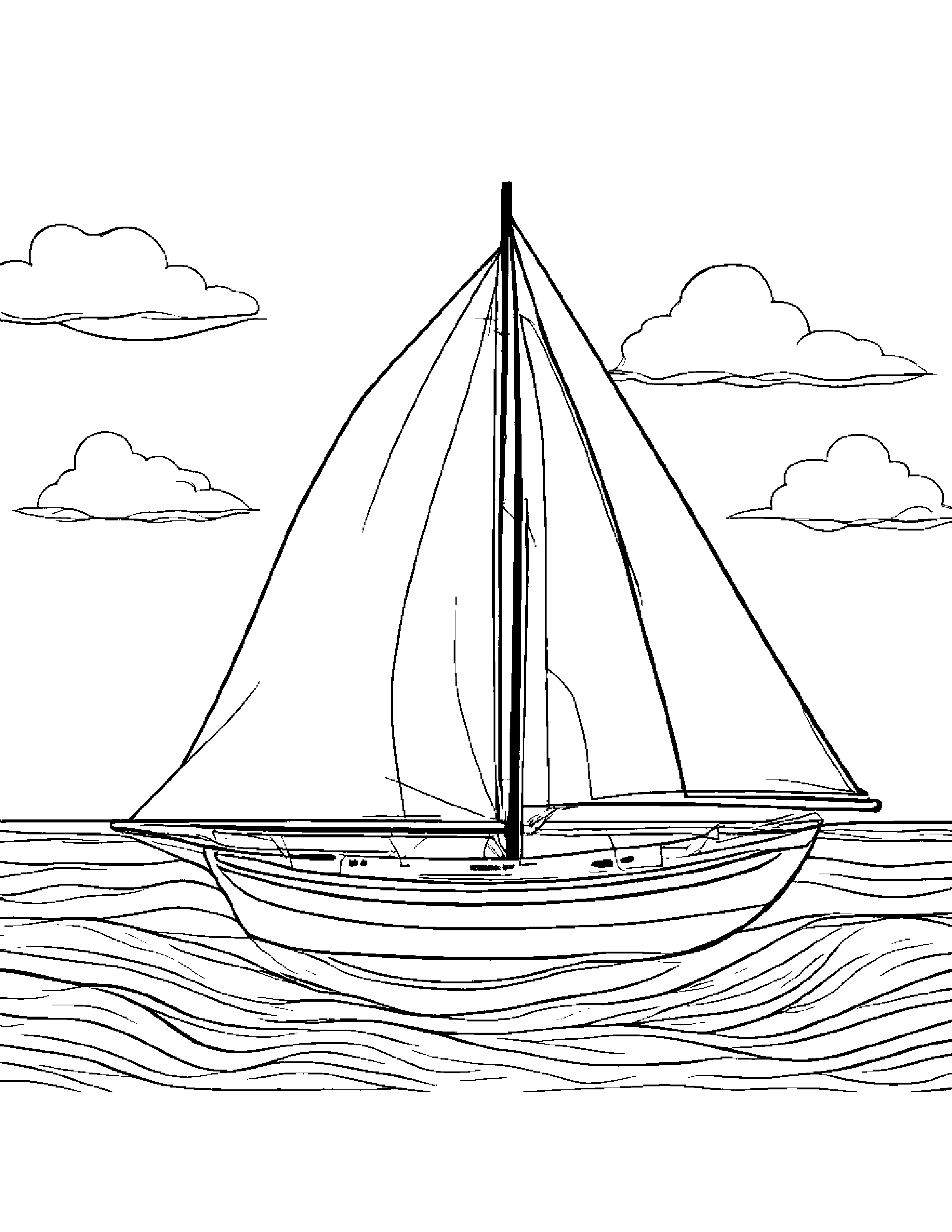 Sailboat #2 Coloring Page (Free Printable PDF)