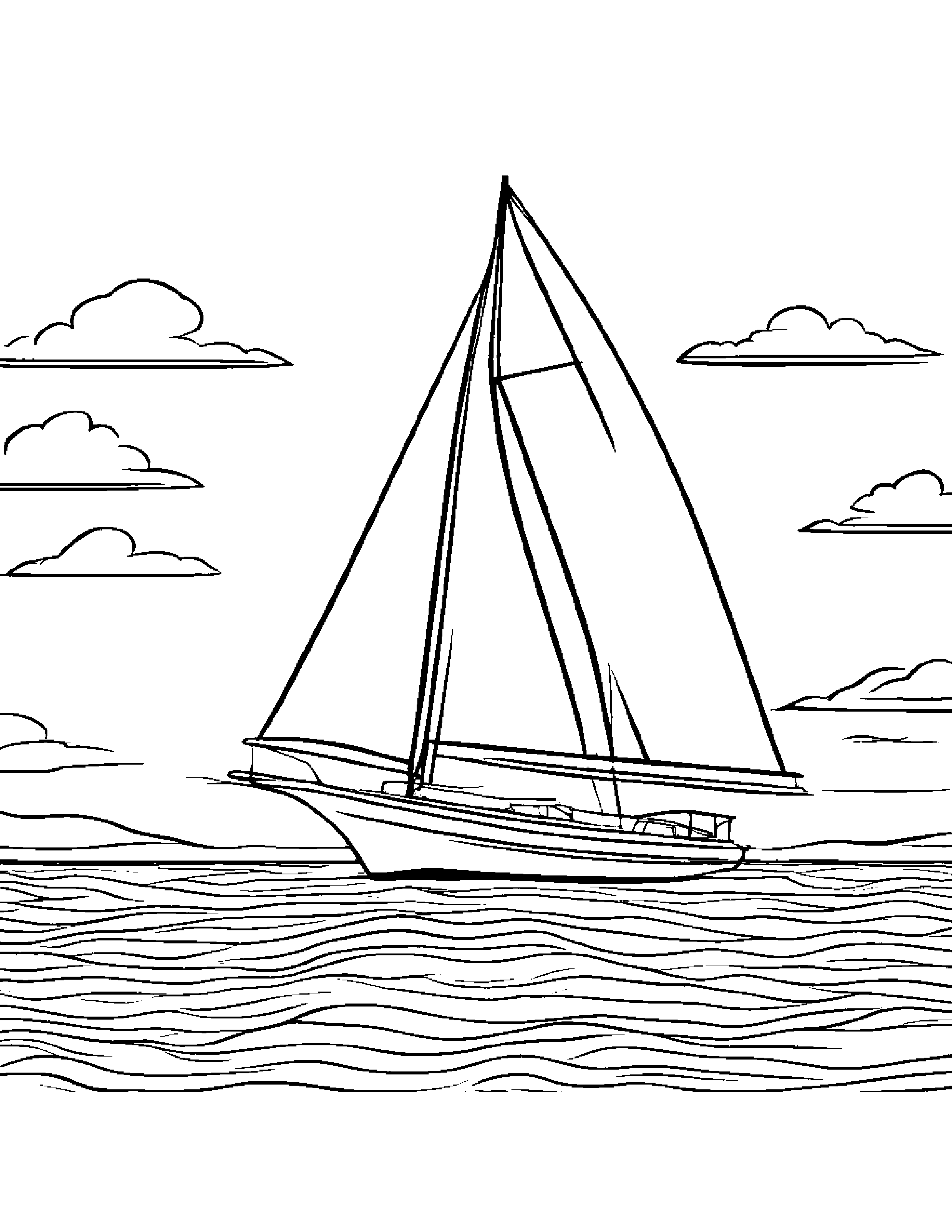 Sailboat #3 Coloring Page (Free Printable PDF)
