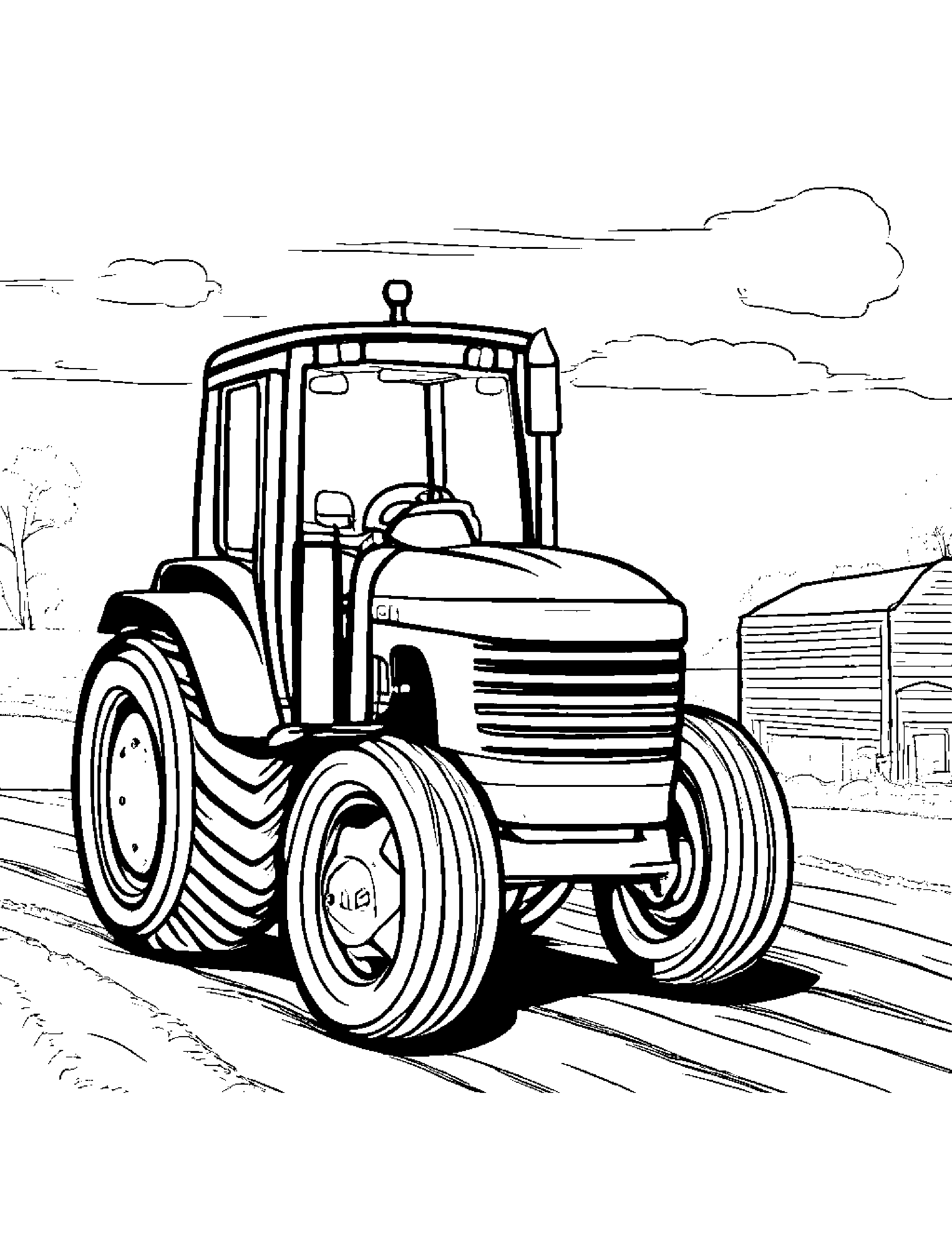 Tractor Wearing A Hat Coloring Page (Free Printable PDF)