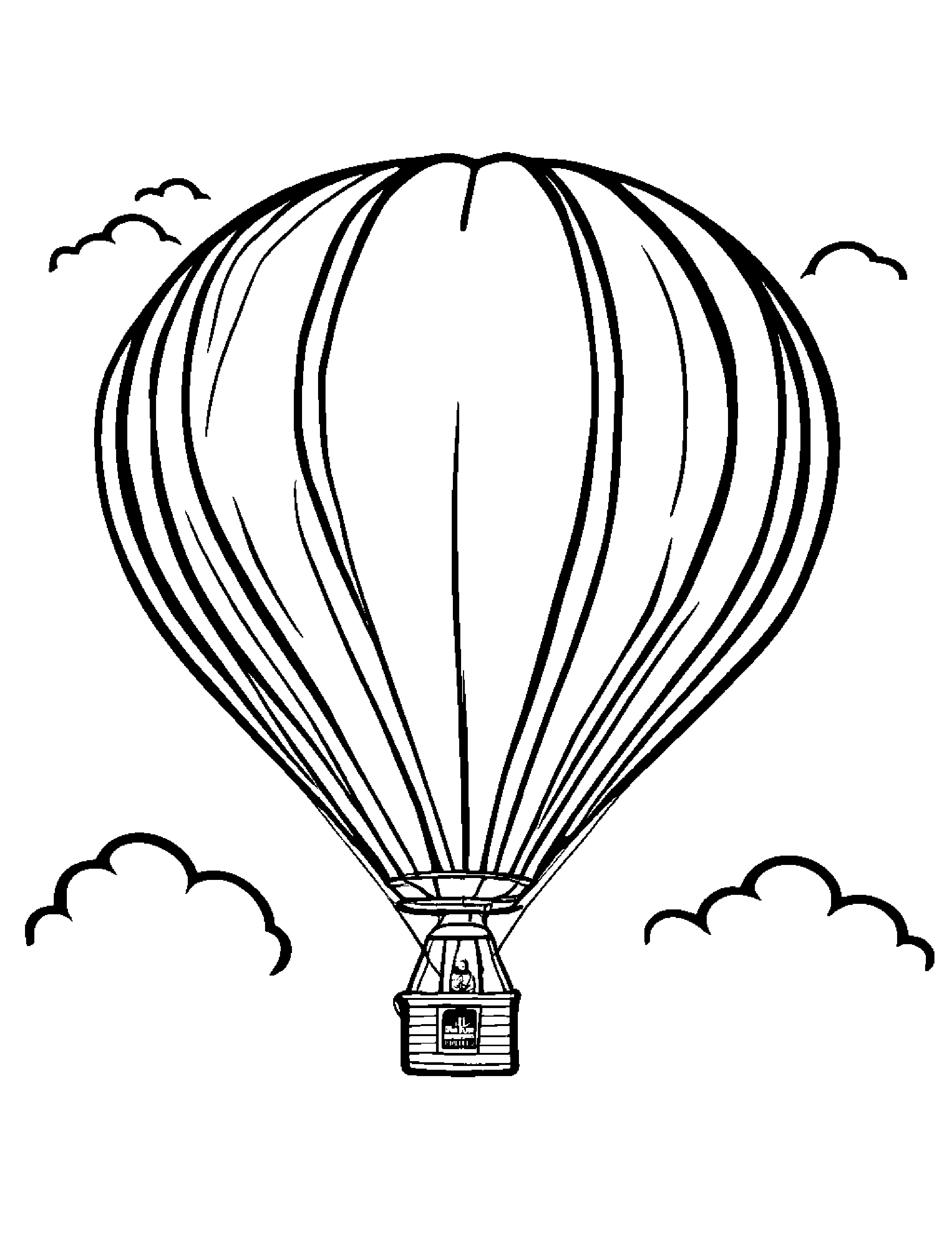 Happy Hot Air Balloon With Balloon #2 Coloring Page (Free Printable PDF)
