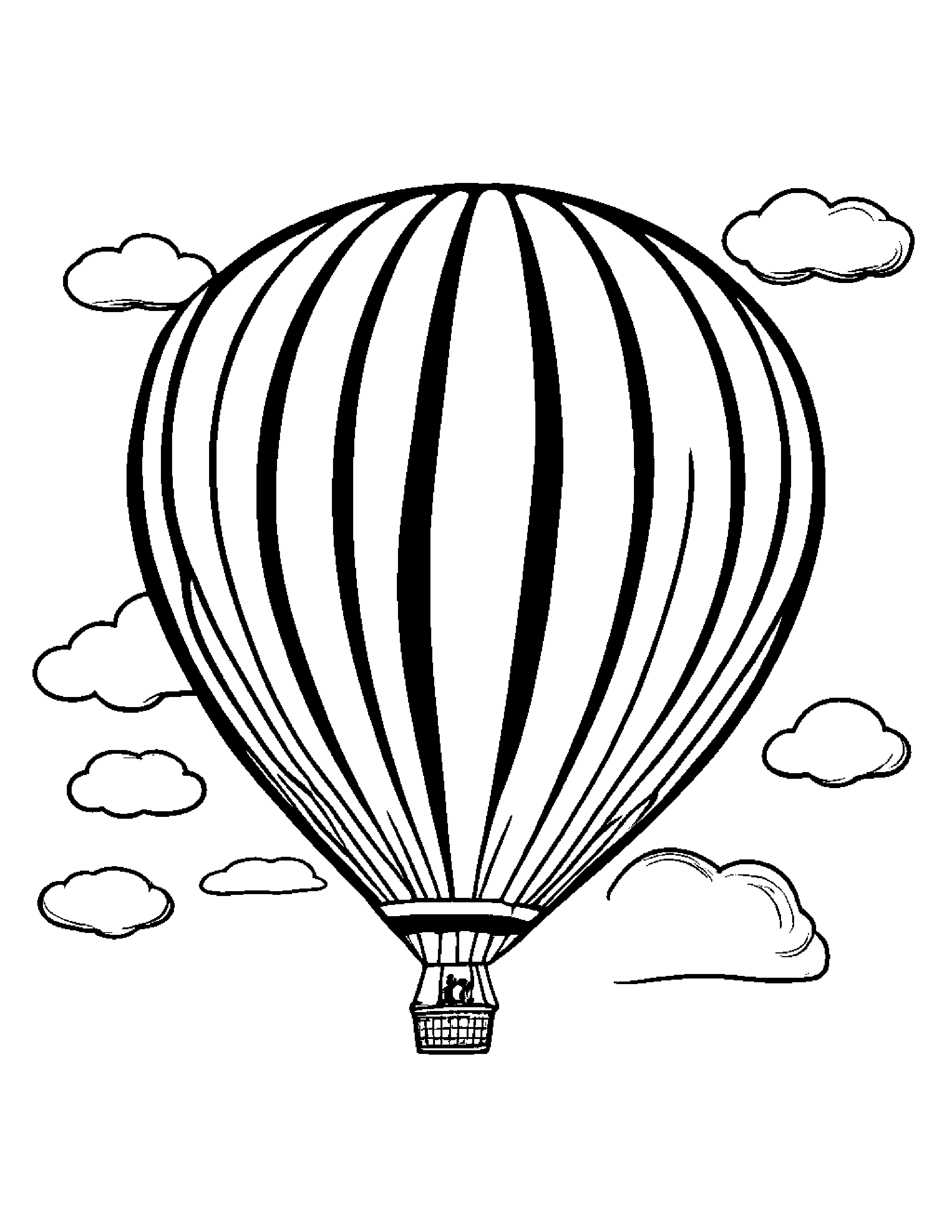 Happy Hot Air Balloon With Balloon Coloring Page (Free Printable PDF)