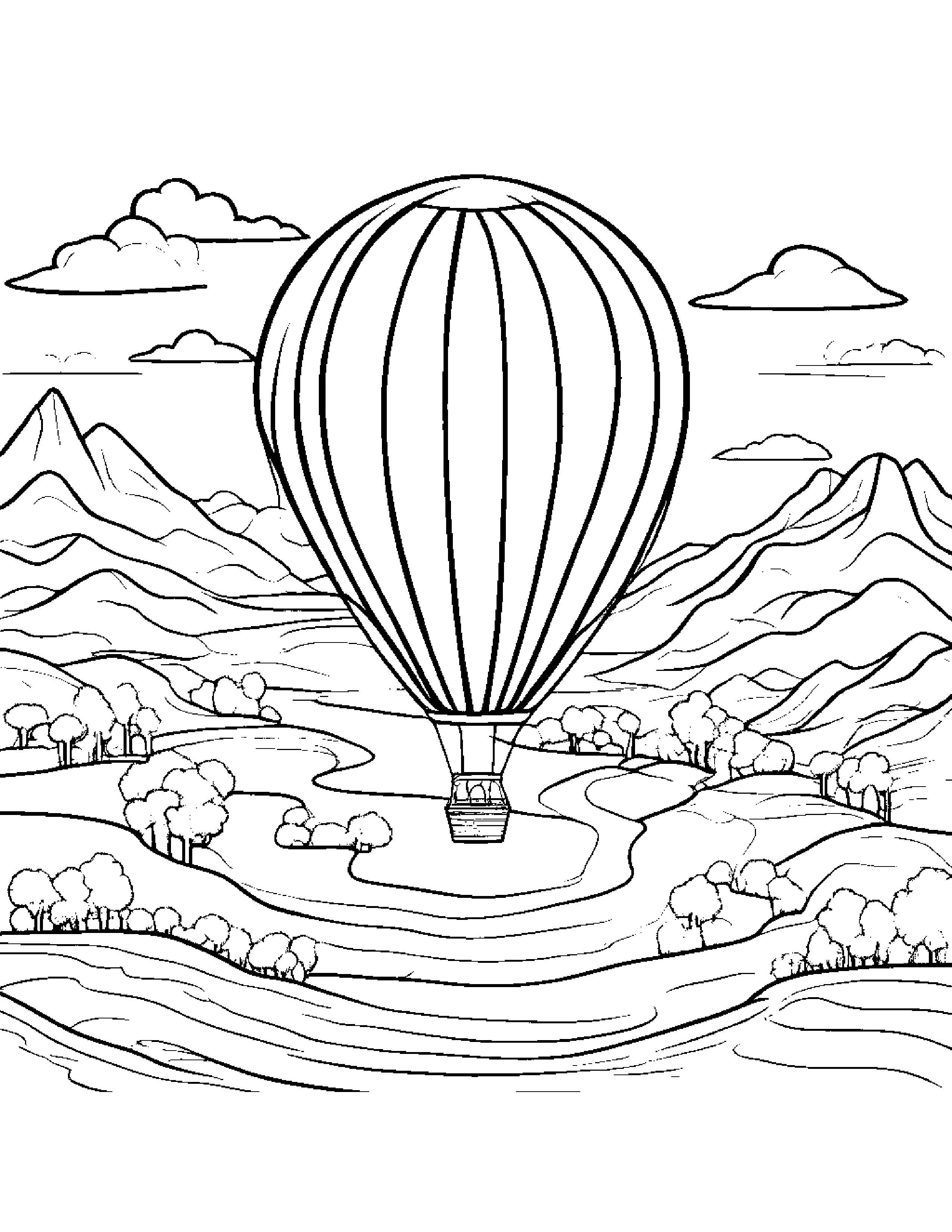 Map With Balloon #2 Coloring Page (Free Printable PDF)
