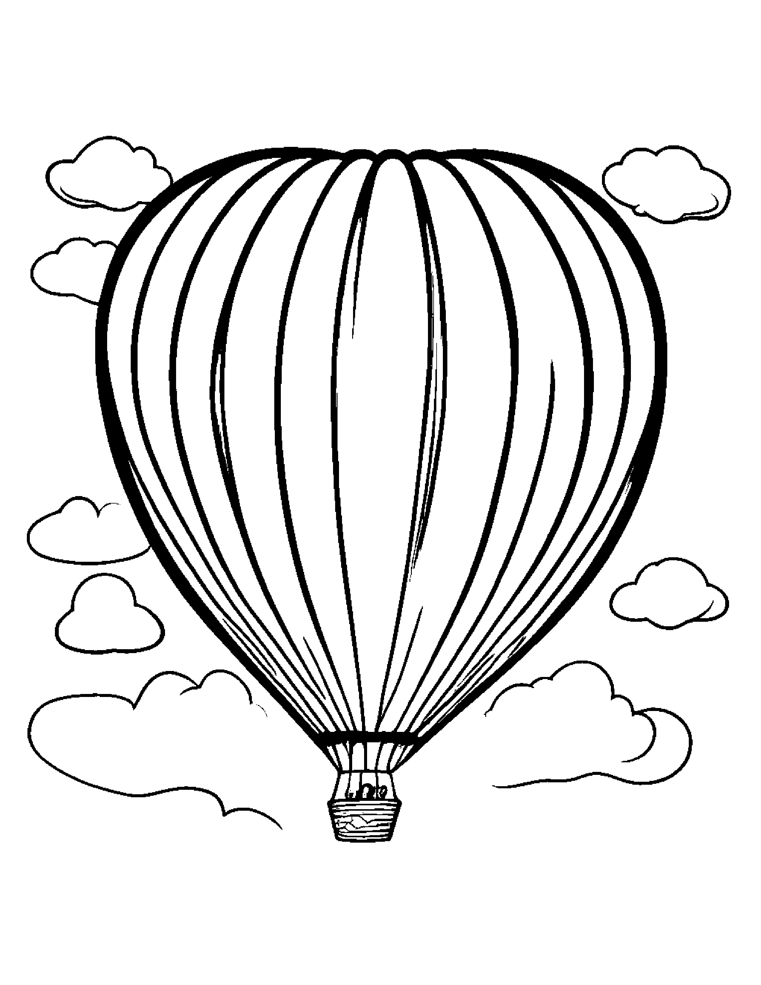 Sleepy Hot Air Balloon Hugging A Heart Coloring Page (Free Printable PDF)