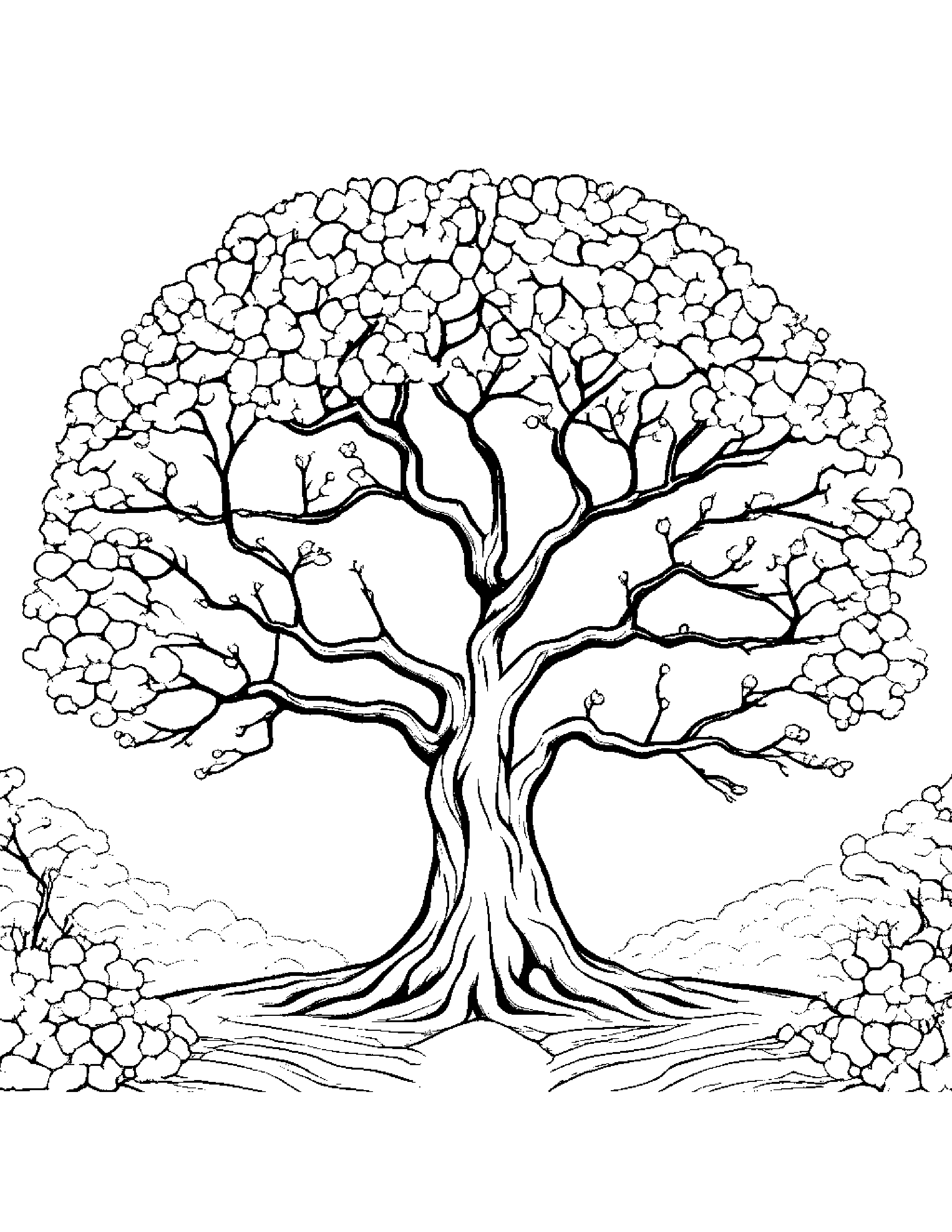 A Cherry Blossom Tree In Japan, Symbolizing Springtime Coloring Page (Free Printable PDF)