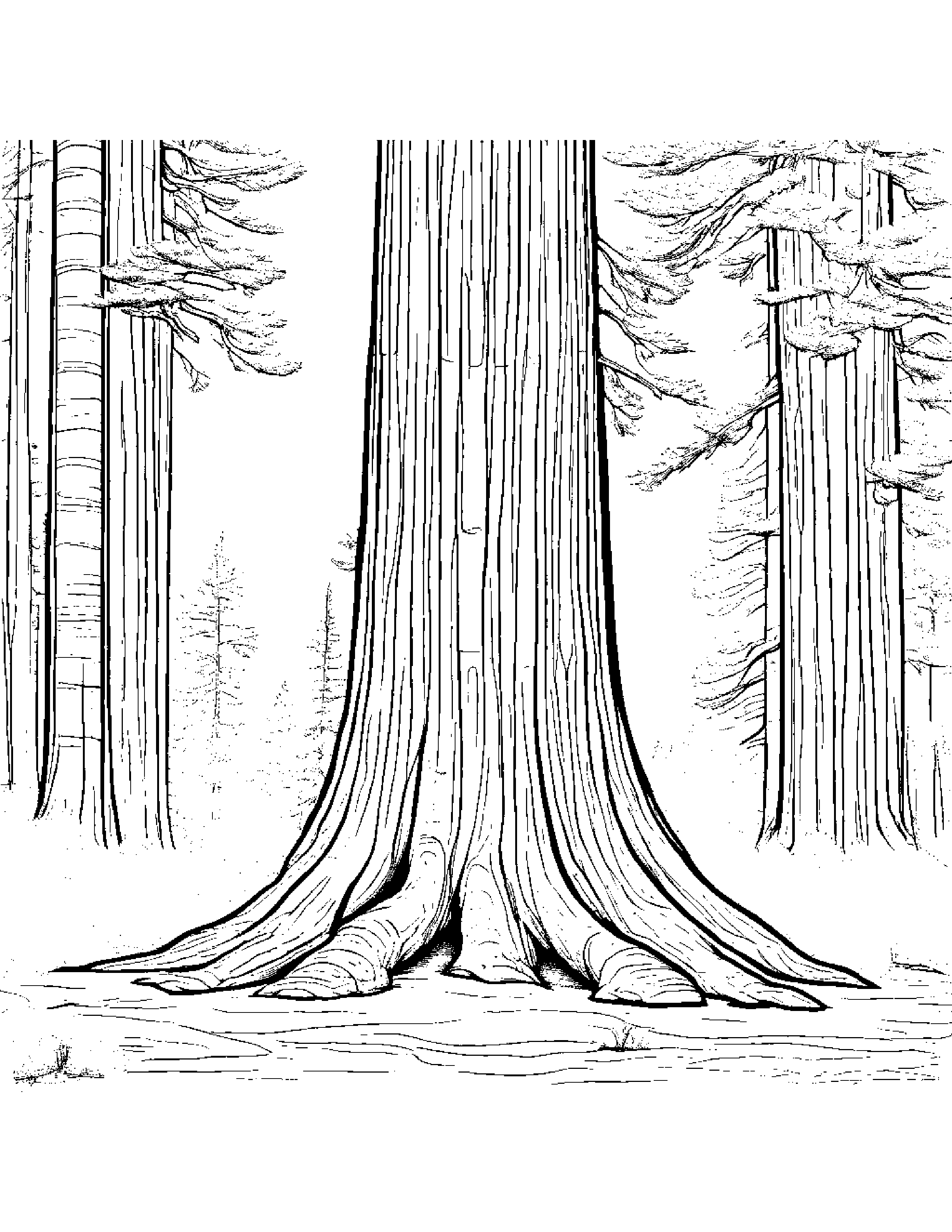 A Giant Sequoia Tree Known As The Coloring Page (Free Printable PDF)