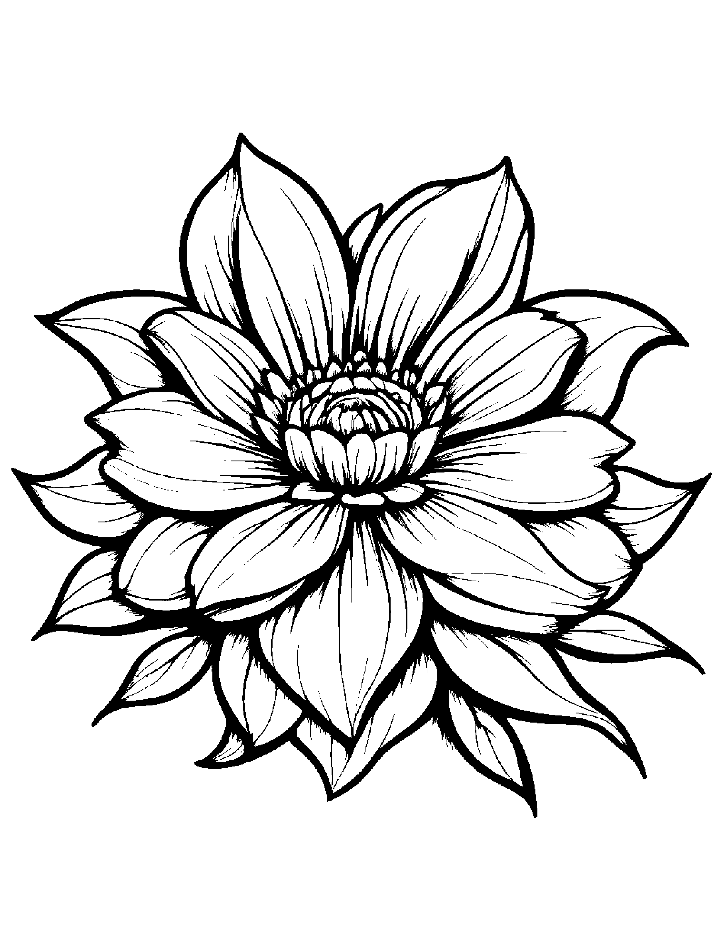 Flower With Scarf #2 Coloring Page (Free Printable PDF)