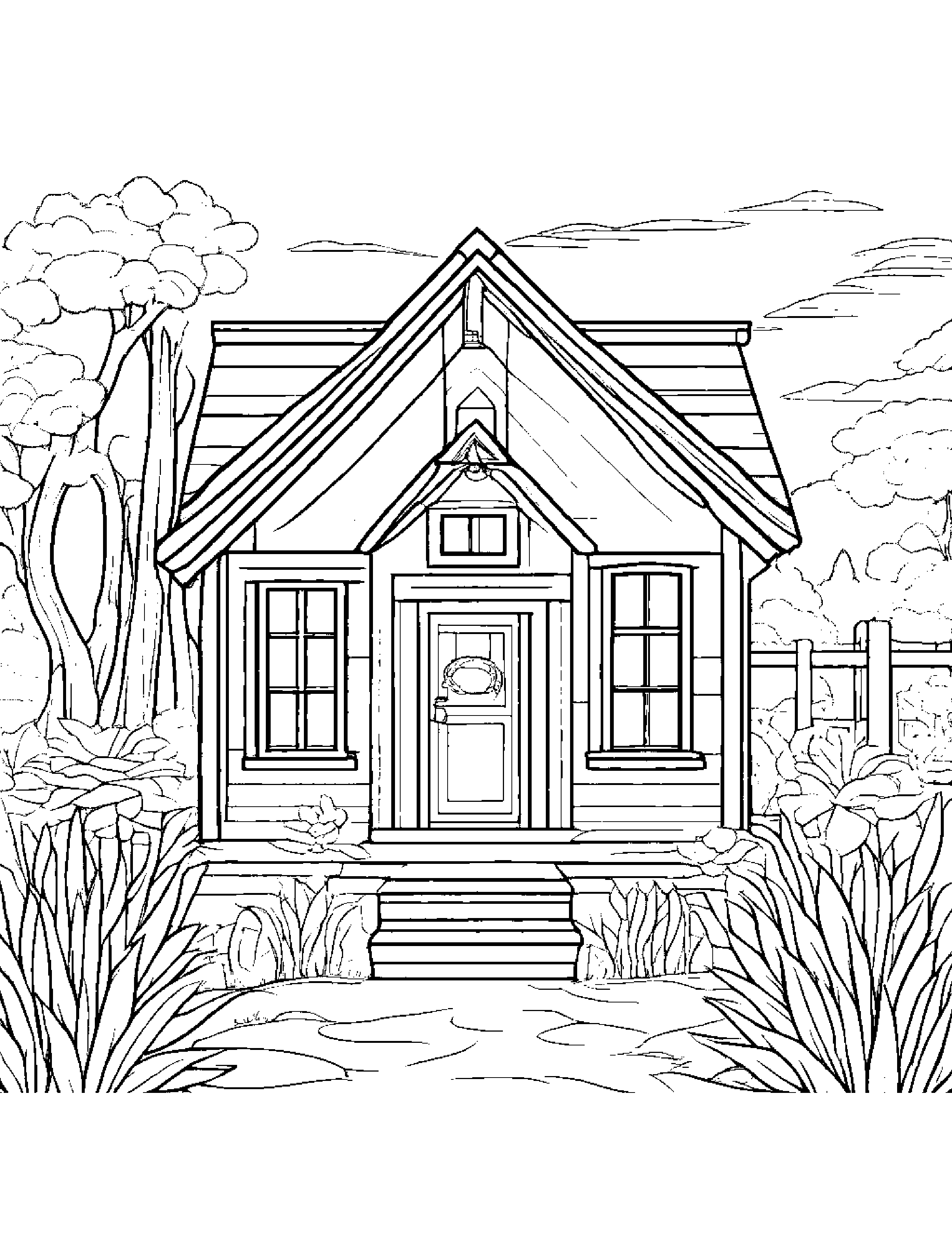 Tiny Cozy Cottage Coloring Page (Free Printable PDF)