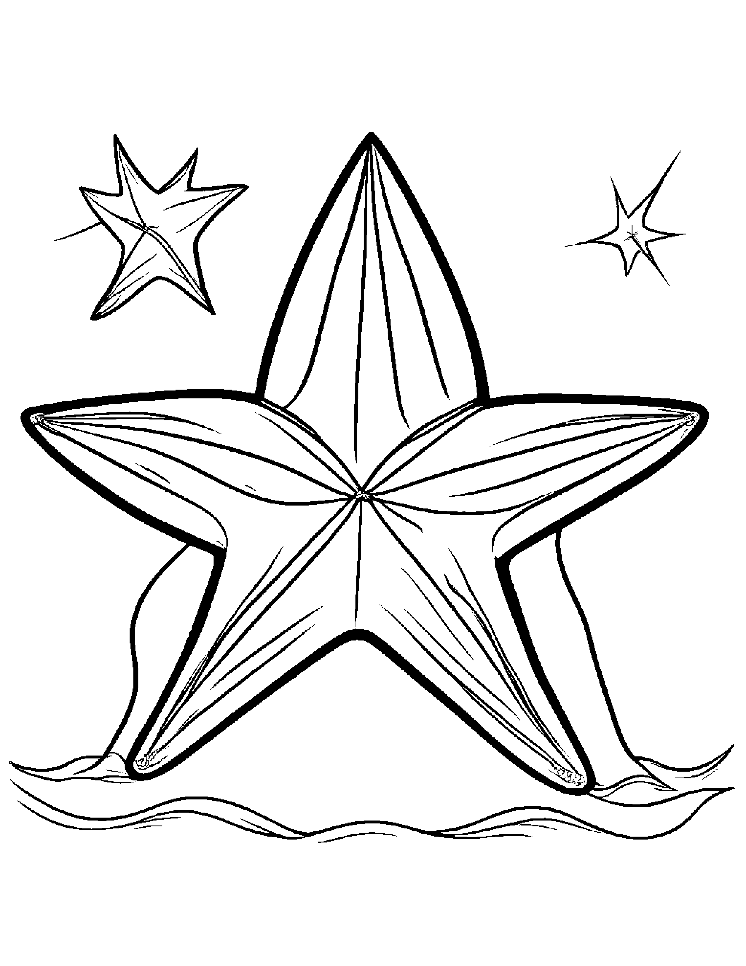 Starfish With A Kite #2 Coloring Page (Free Printable PDF)