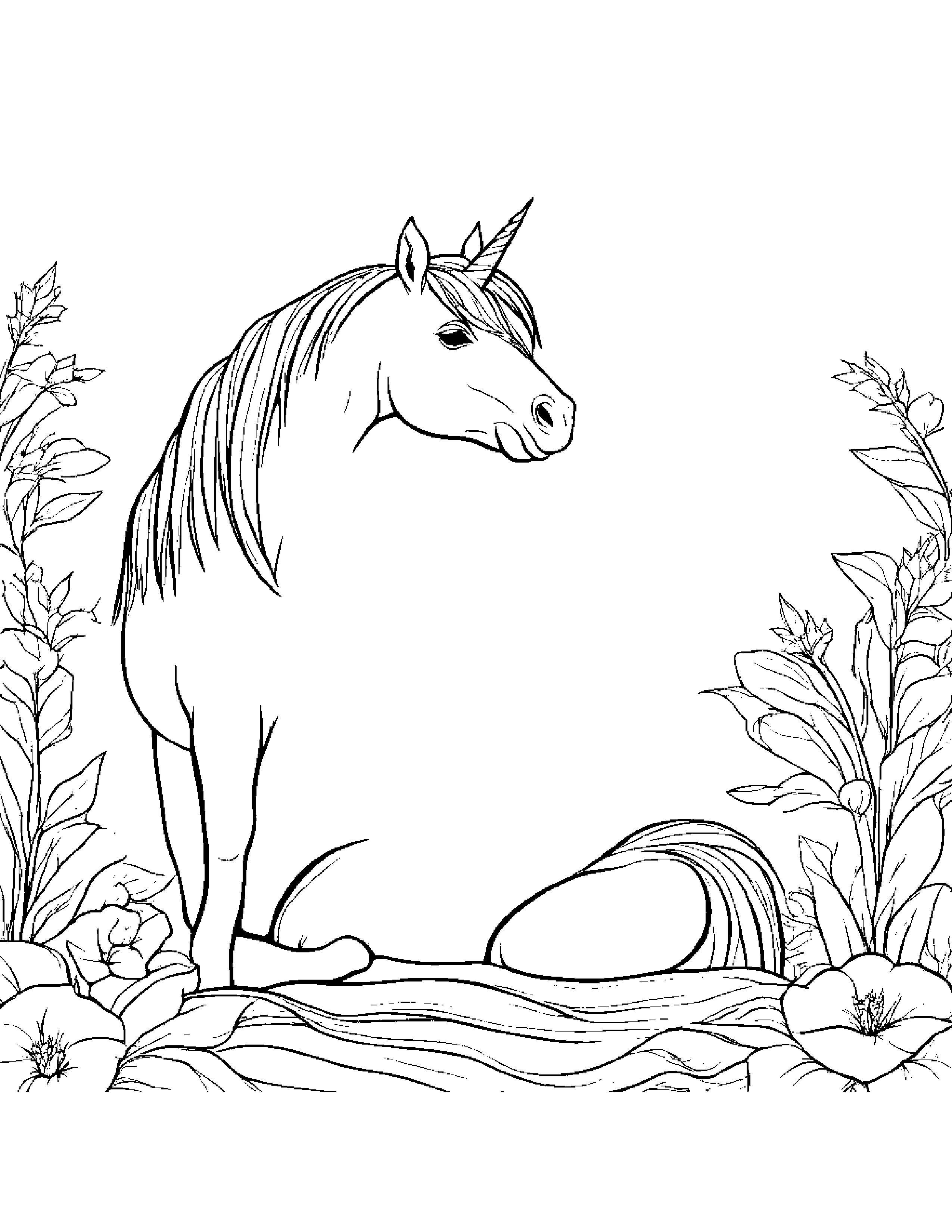 Sleepy Unicorn Foal Coloring Page (Free Printable PDF)