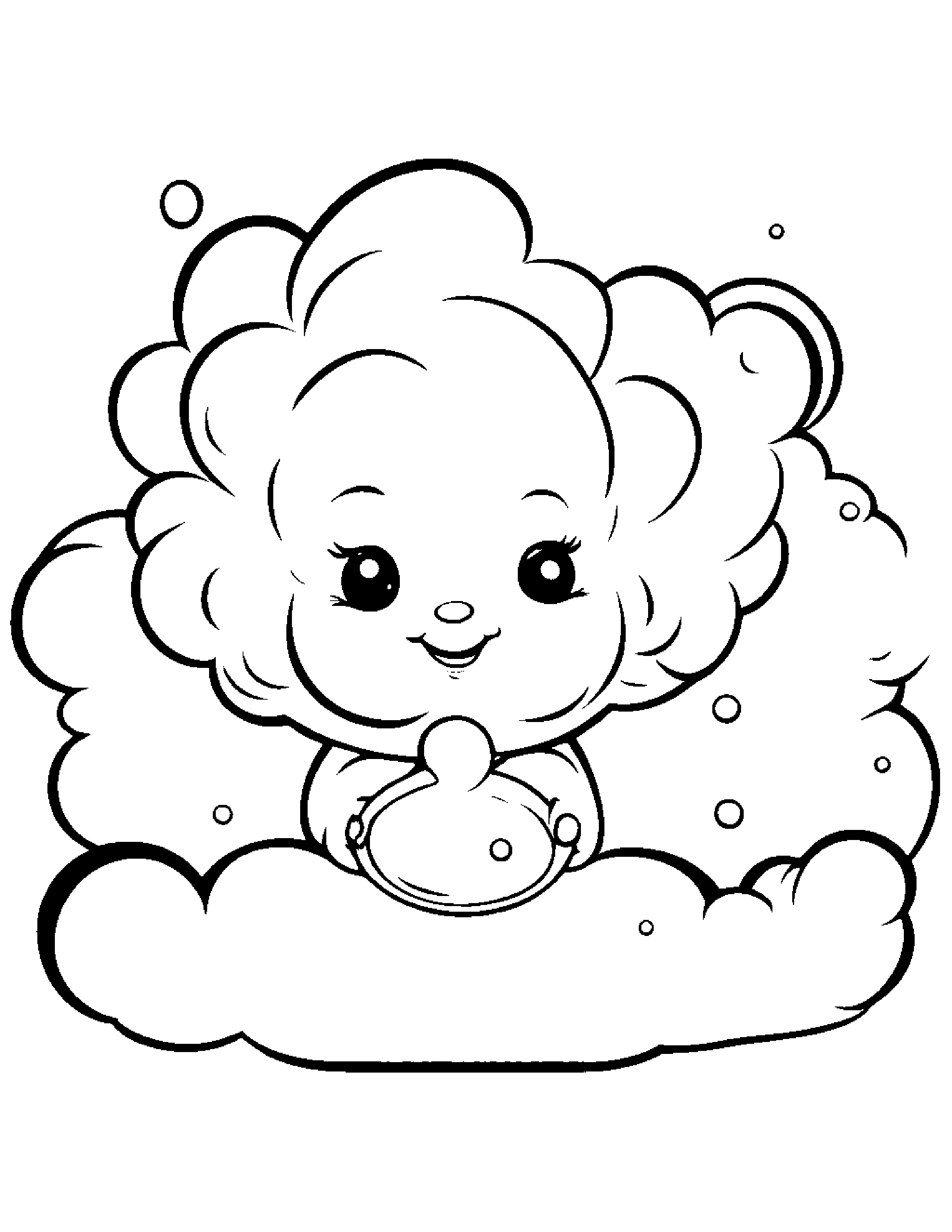 Baby Cloud Blowing Bubbles #2 Coloring Page (Free Printable PDF)