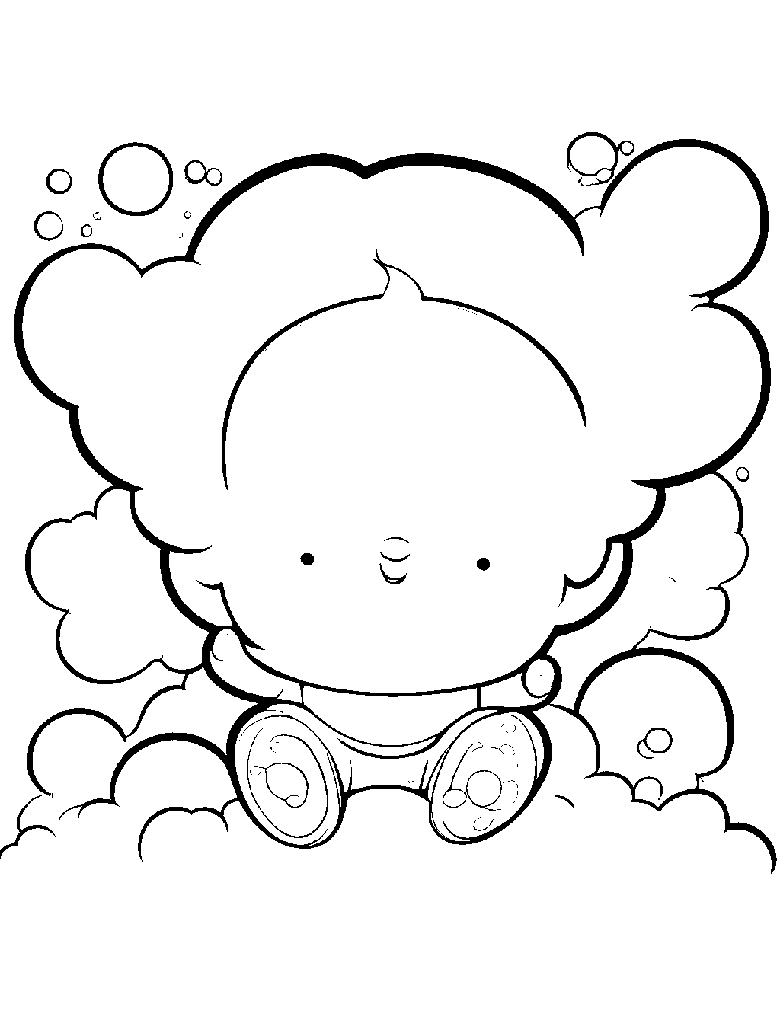 Baby Cloud Blowing Bubbles Coloring Page (Free Printable PDF)